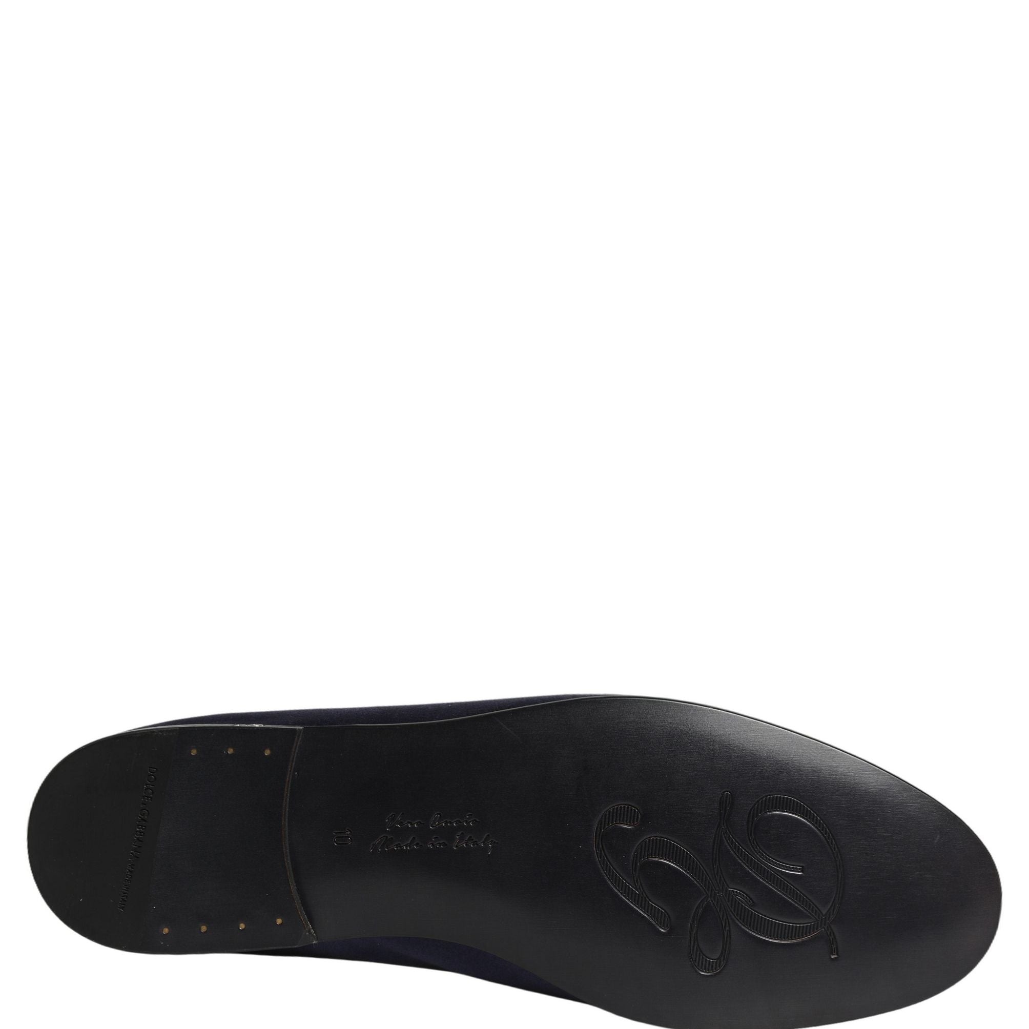 Dolce & Gabbana Navy Blue Satin DG Logo Dress Loafers Shoes