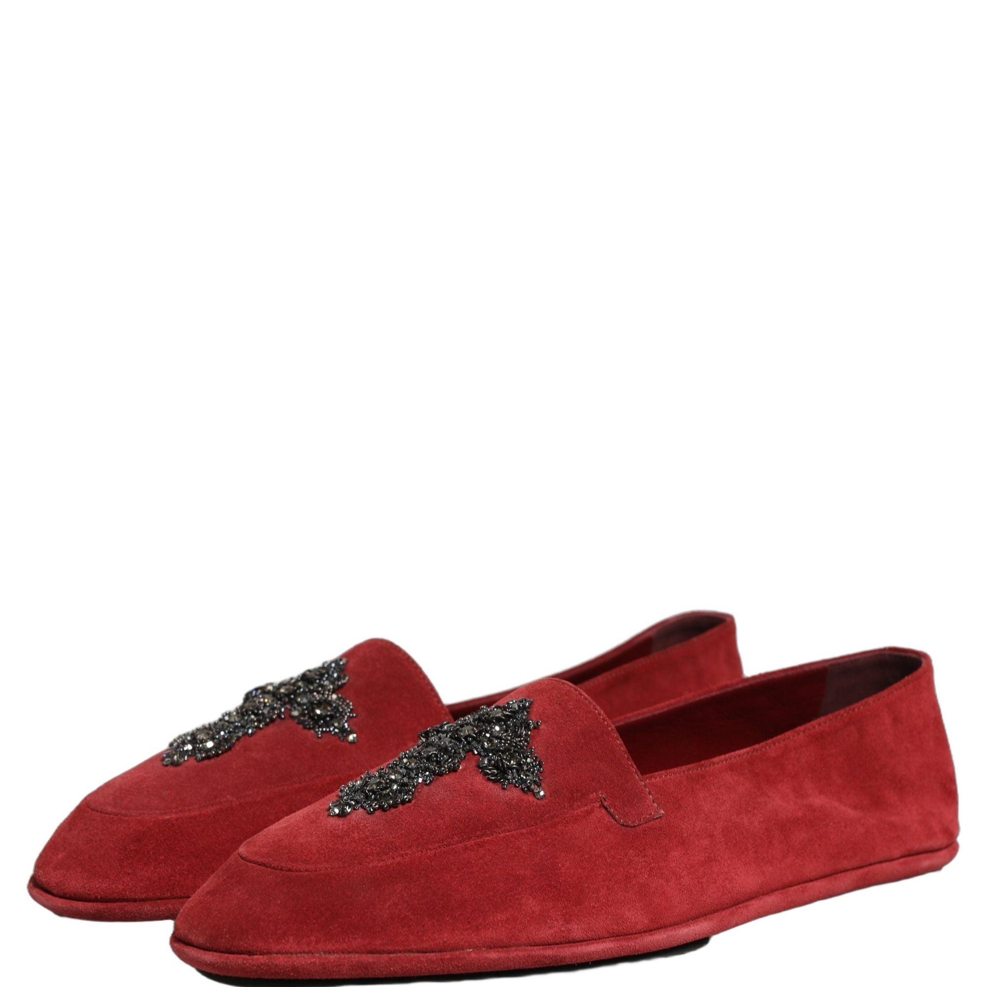 Dolce & Gabbana Red Suede Cross Slip On Dress Loafers Shoes