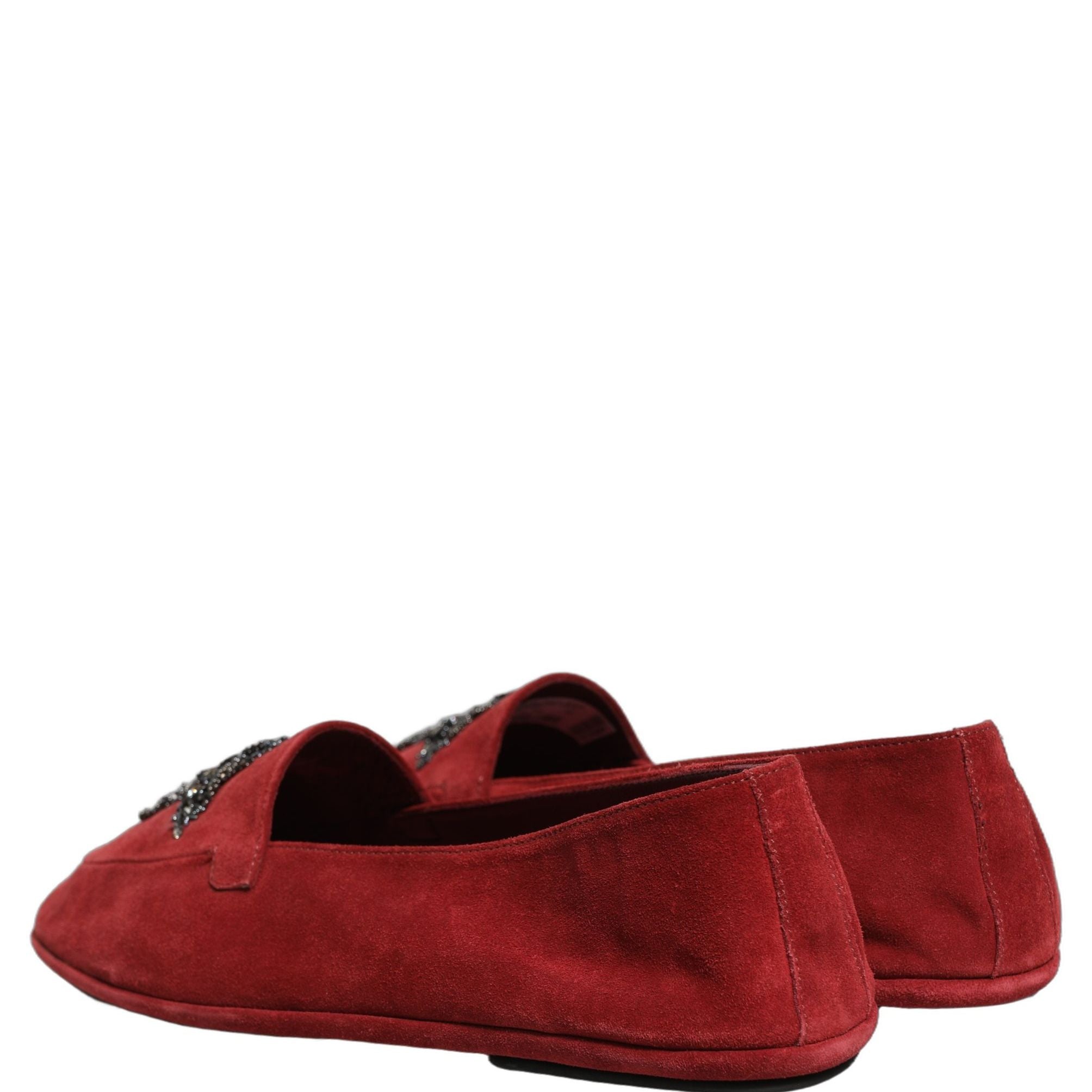 Dolce & Gabbana Red Suede Cross Slip On Dress Loafers Shoes