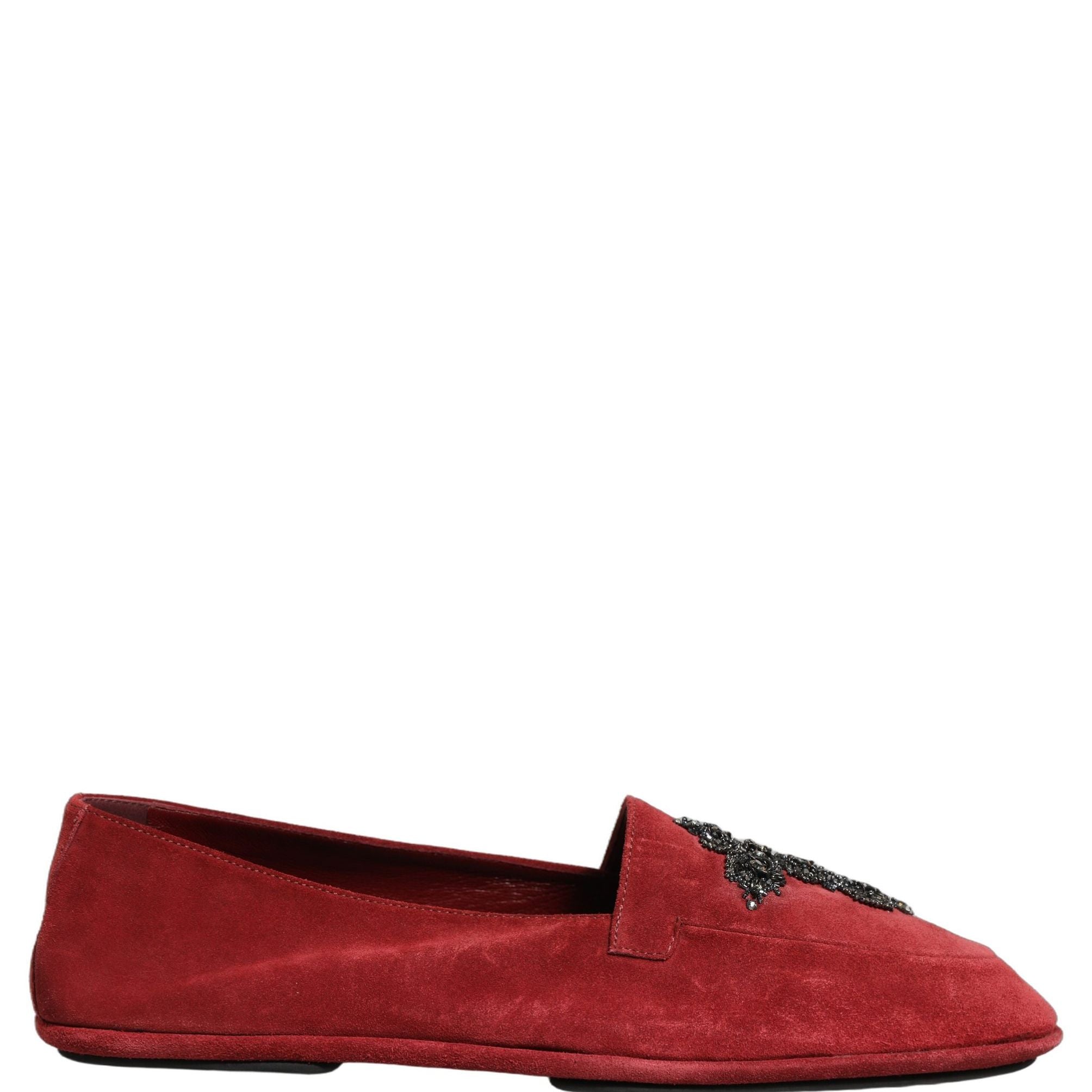 Dolce & Gabbana Red Suede Cross Slip On Dress Loafers Shoes