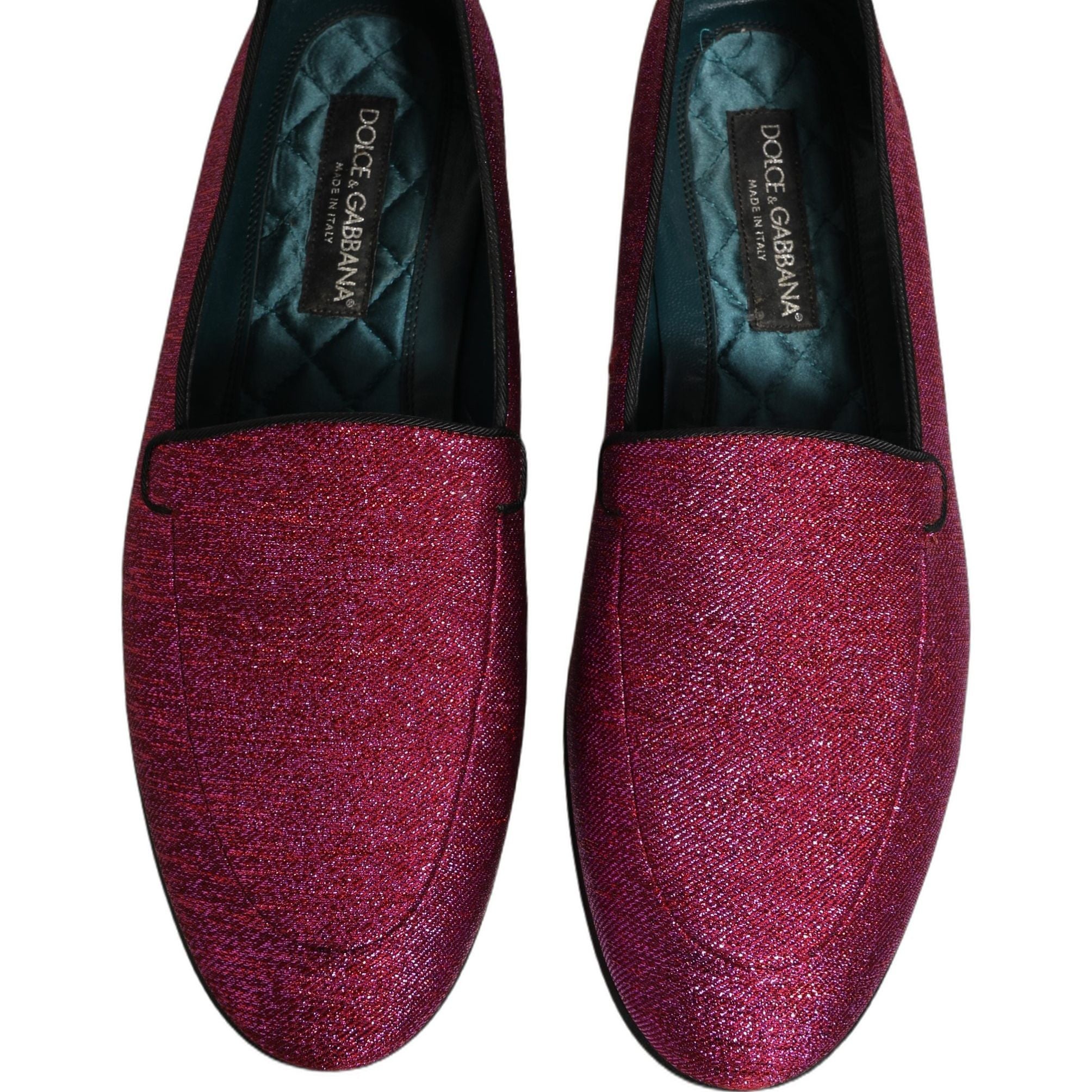 Dolce & Gabbana Pink Glitter Lurex Logo Dress Loafers Shoes