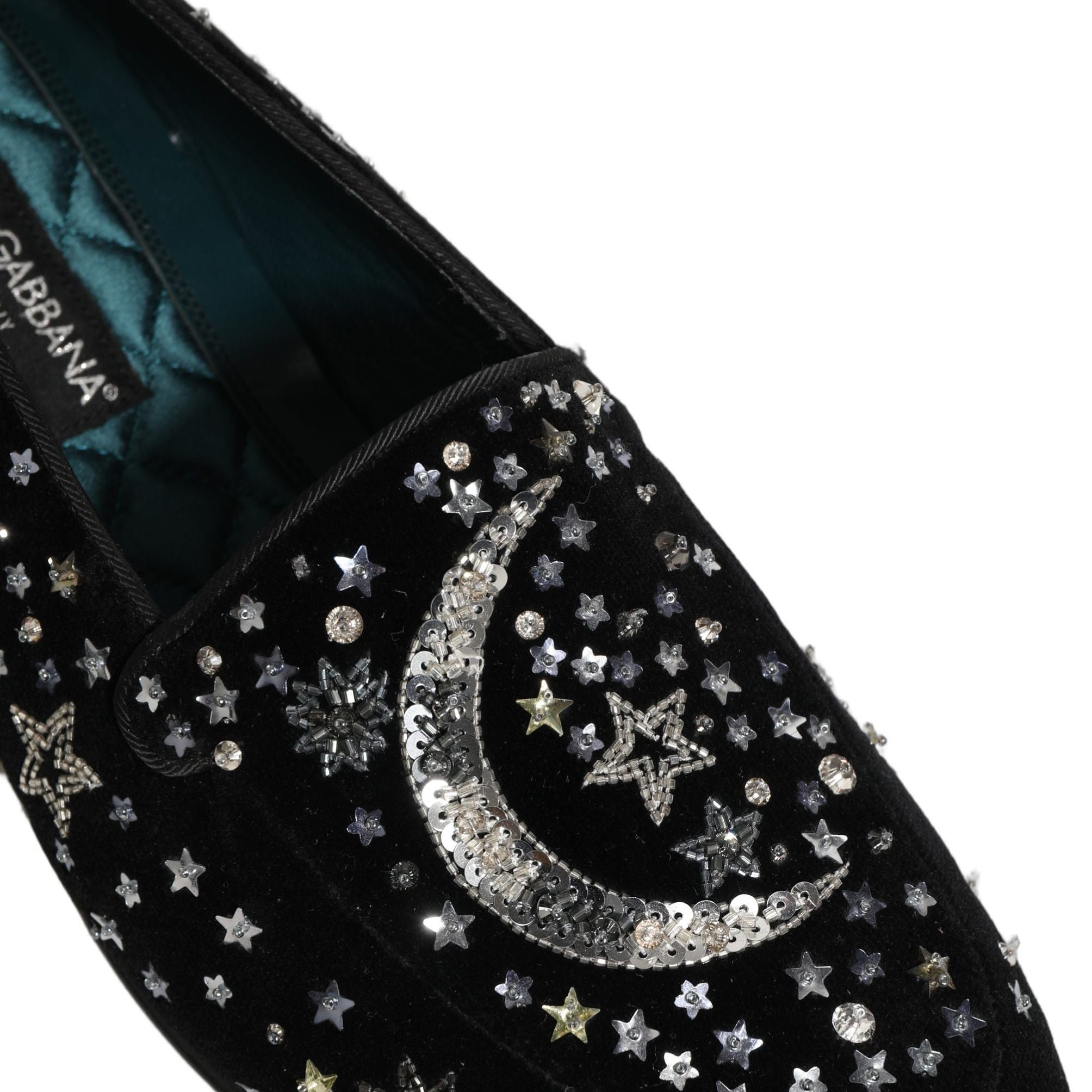 Dolce & Gabbana Black Crystal Embellished Dress Loafers Shoes