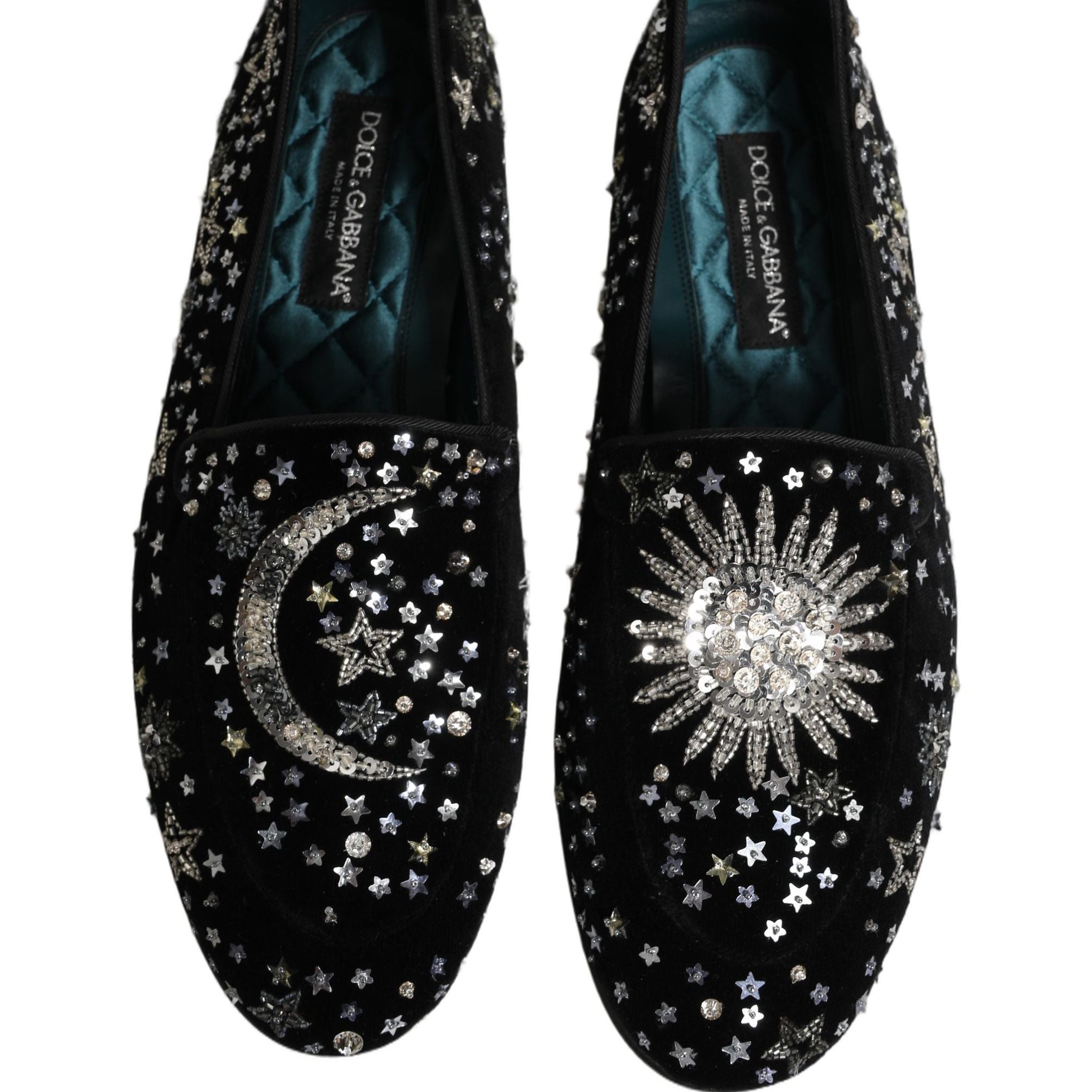 Dolce & Gabbana Black Crystal Embellished Dress Loafers Shoes