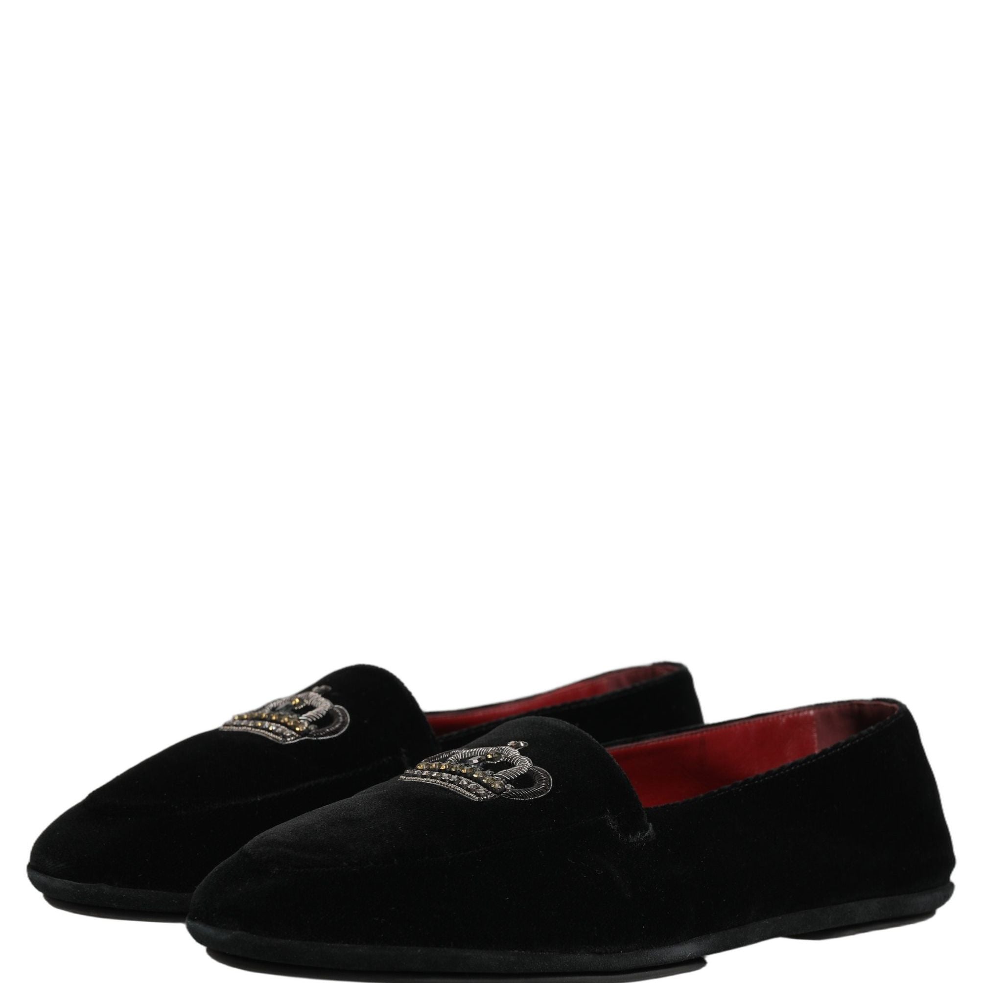 Dolce & Gabbana Black Crown Embellished Dress Loafers Shoes