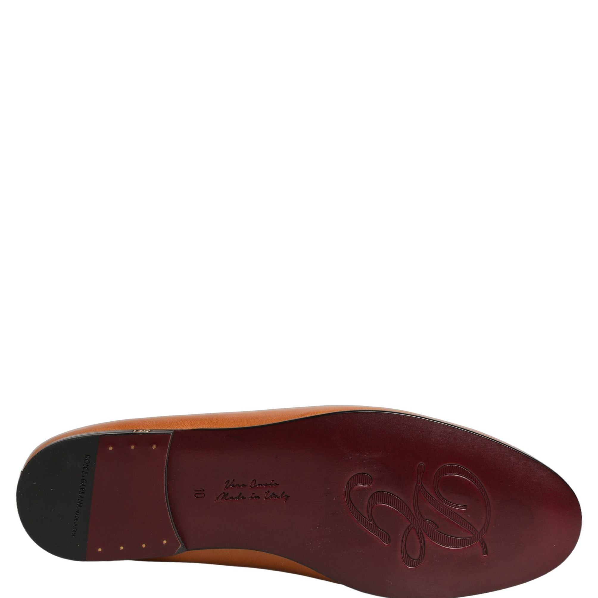 Dolce & Gabbana Brown Leather Logo Slip On Men Loafers Shoes