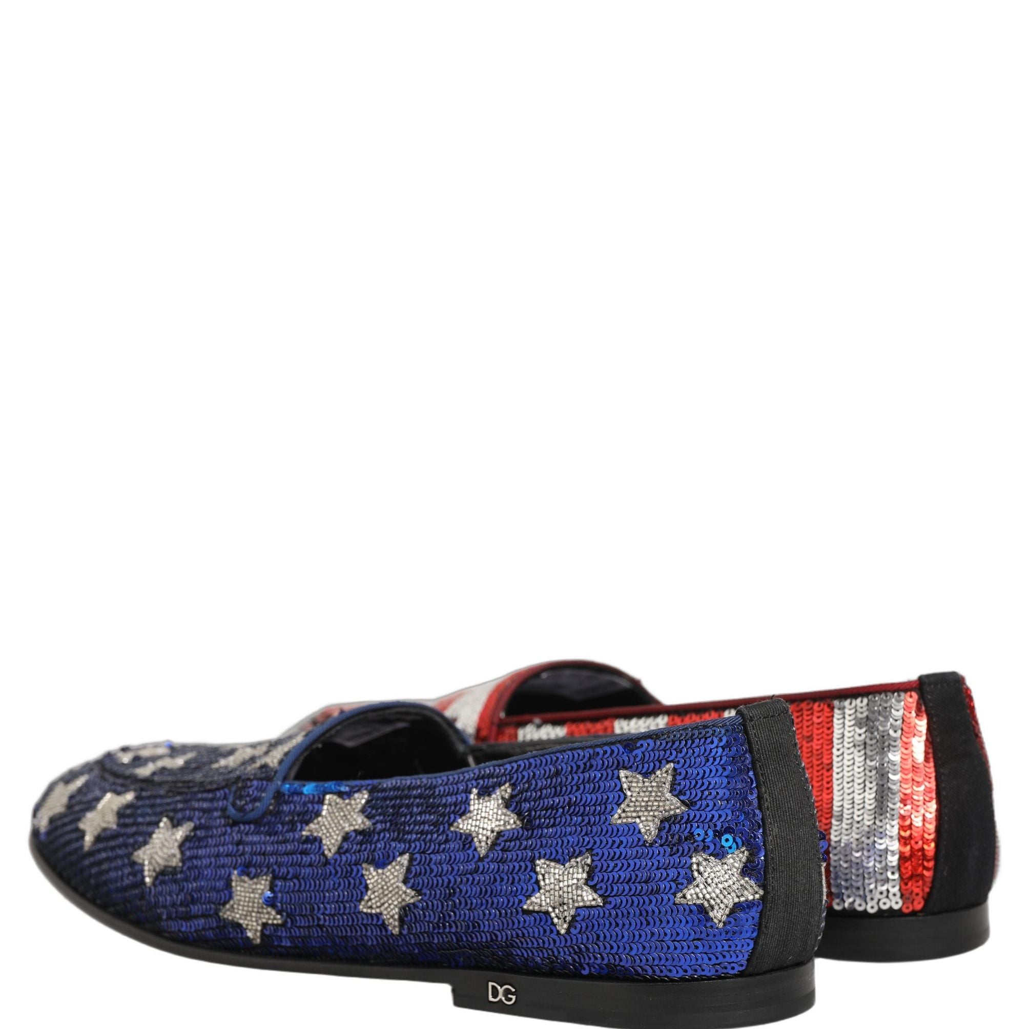 Dolce & Gabbana Multicolor Flag Sequin Dress Loafers Shoes