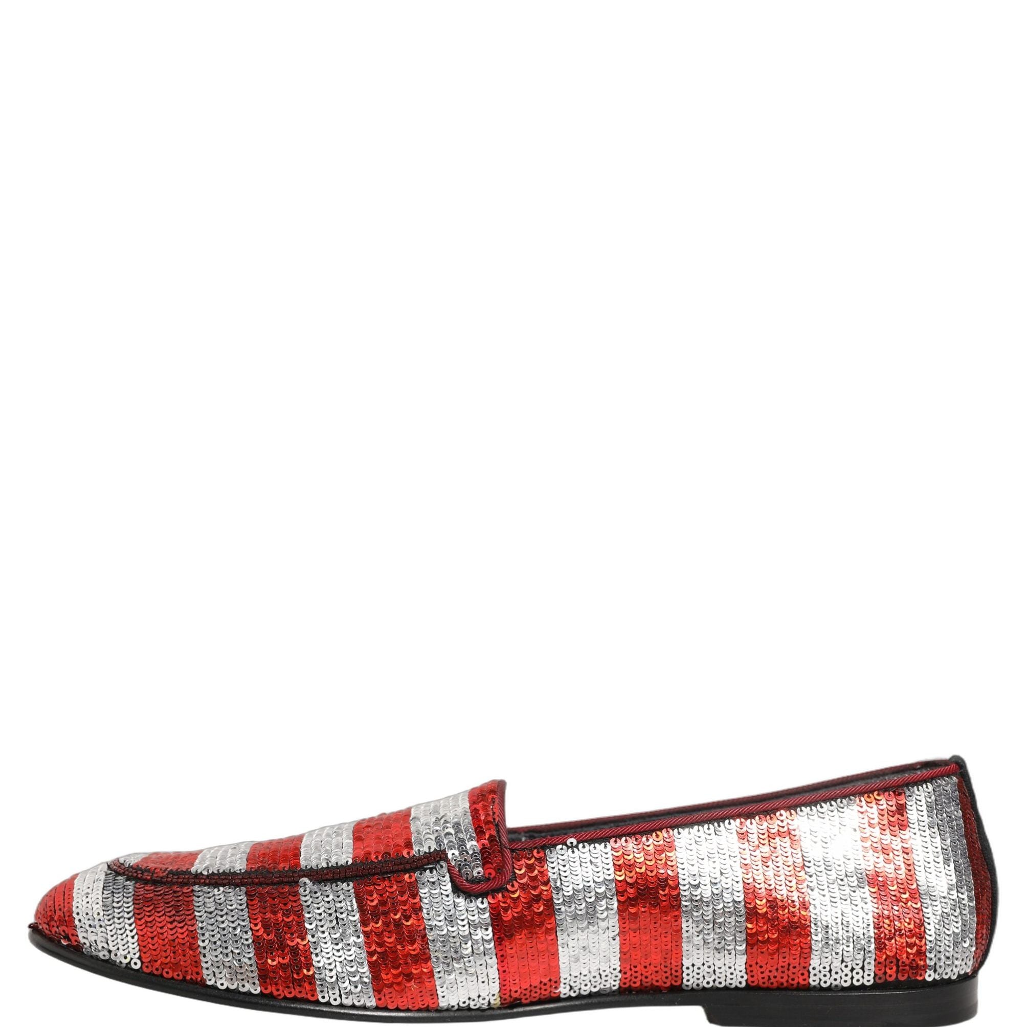 Dolce & Gabbana Multicolor Flag Sequin Dress Loafers Shoes