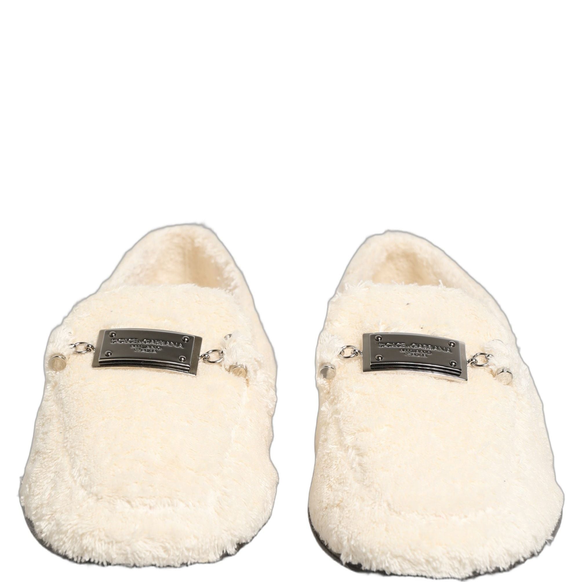 Dolce & Gabbana White Fur Shearling Men Dress Loafers Shoes