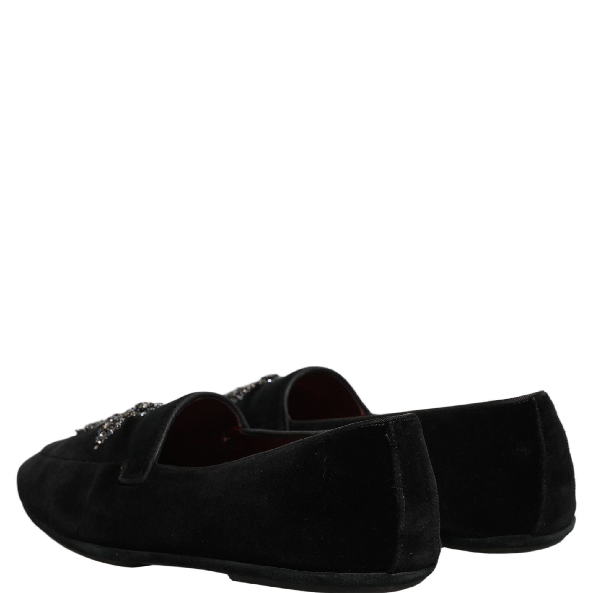 Dolce & Gabbana Black Suede Embellished Dress Loafers Shoes