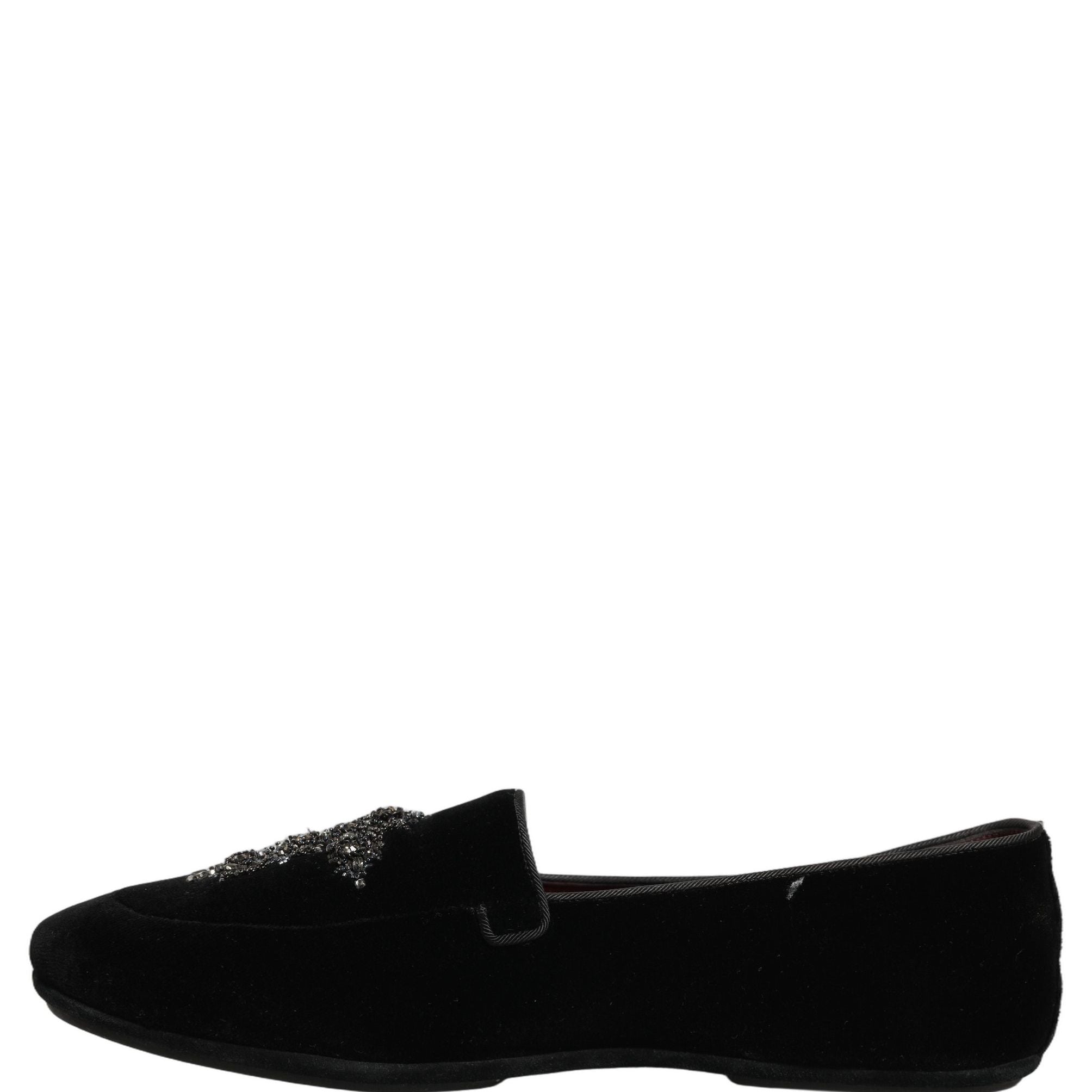 Dolce & Gabbana Black Suede Embellished Dress Loafers Shoes