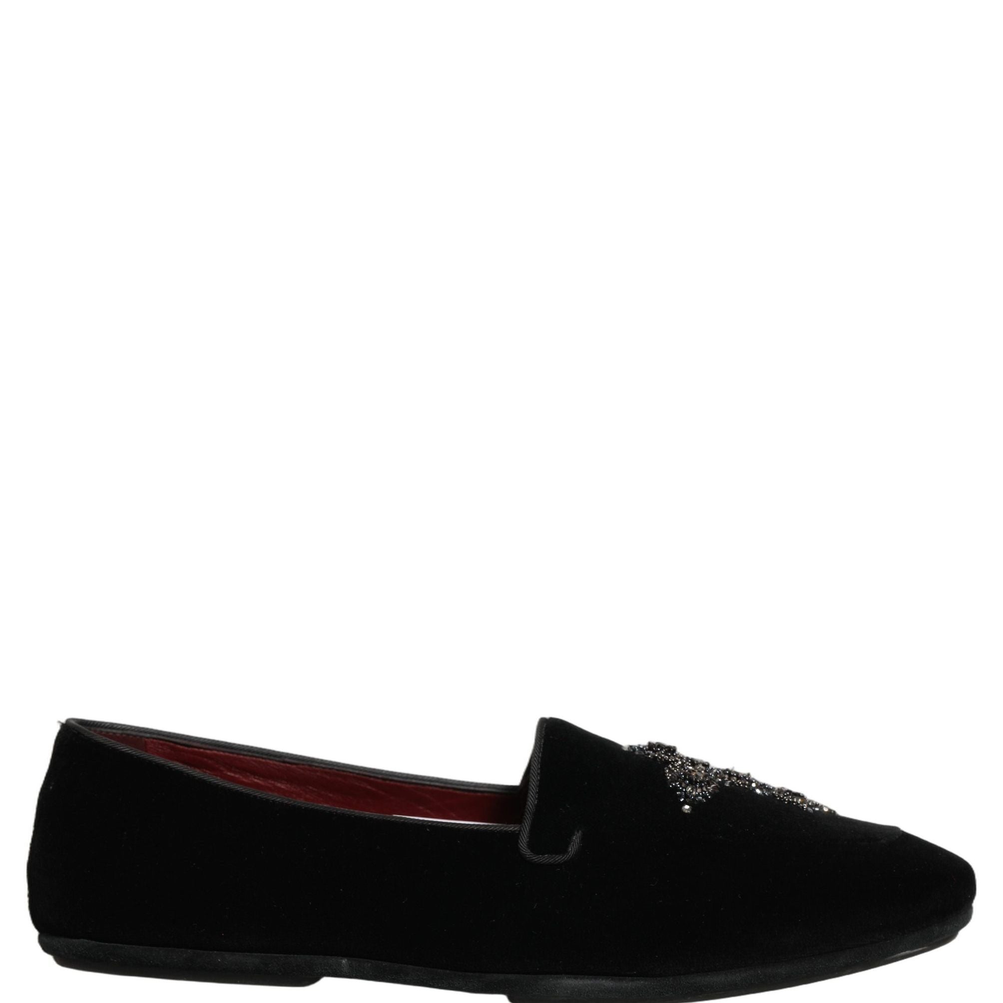 Dolce & Gabbana Black Suede Embellished Dress Loafers Shoes