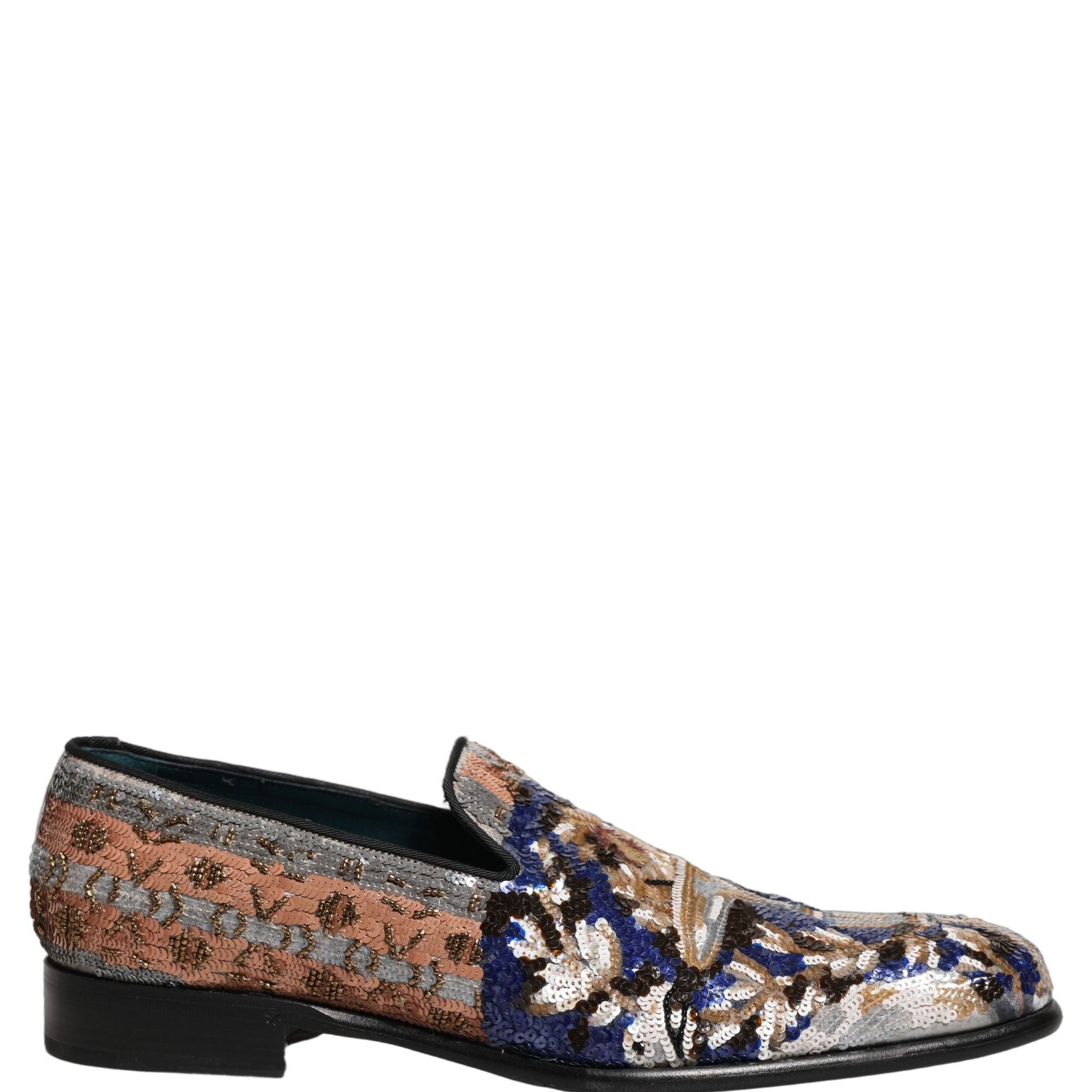 Dolce & Gabbana Multicolor Embroidered Sequin Loafers Shoes