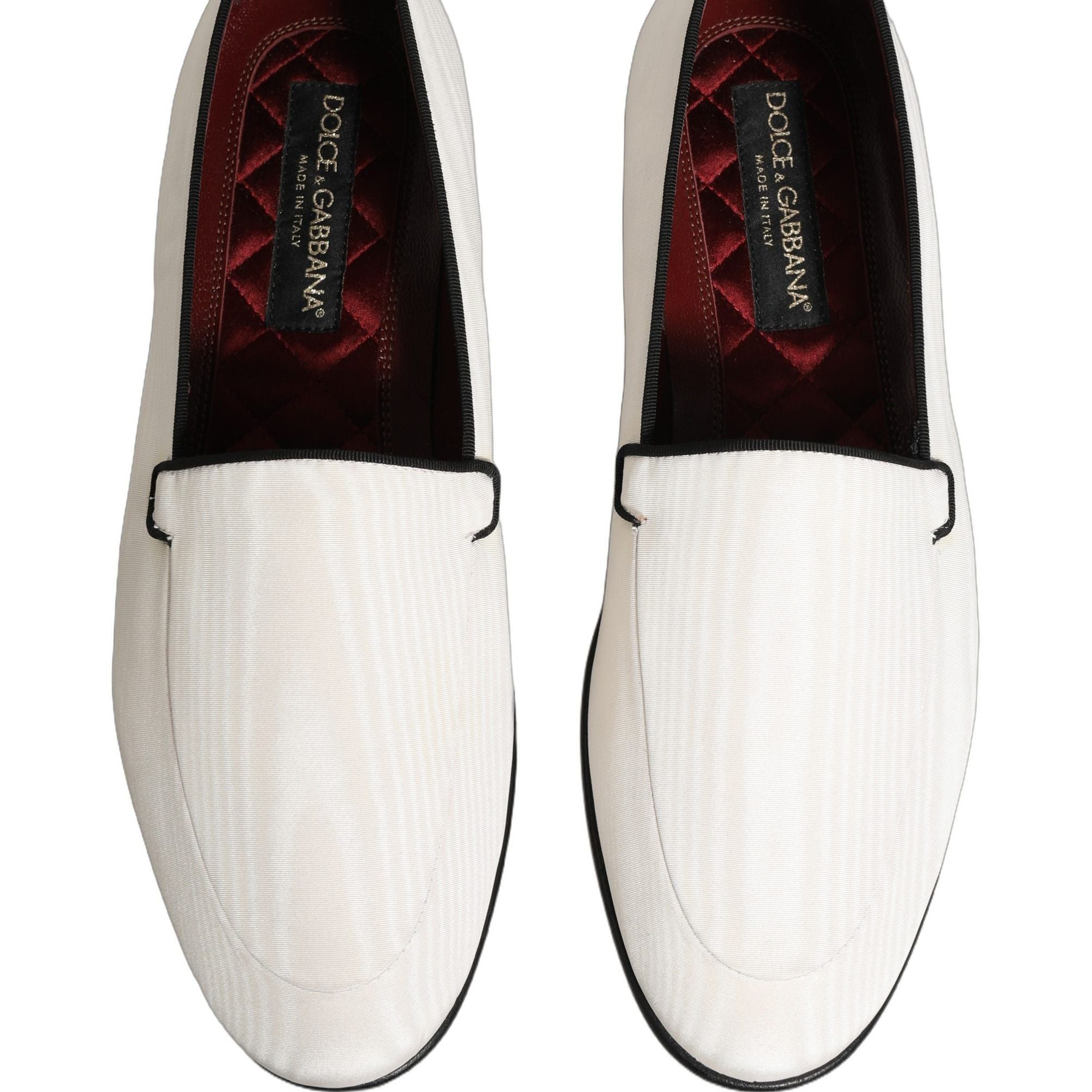 Dolce & Gabbana White Velvet Slip On Men Flats Loafers Shoes