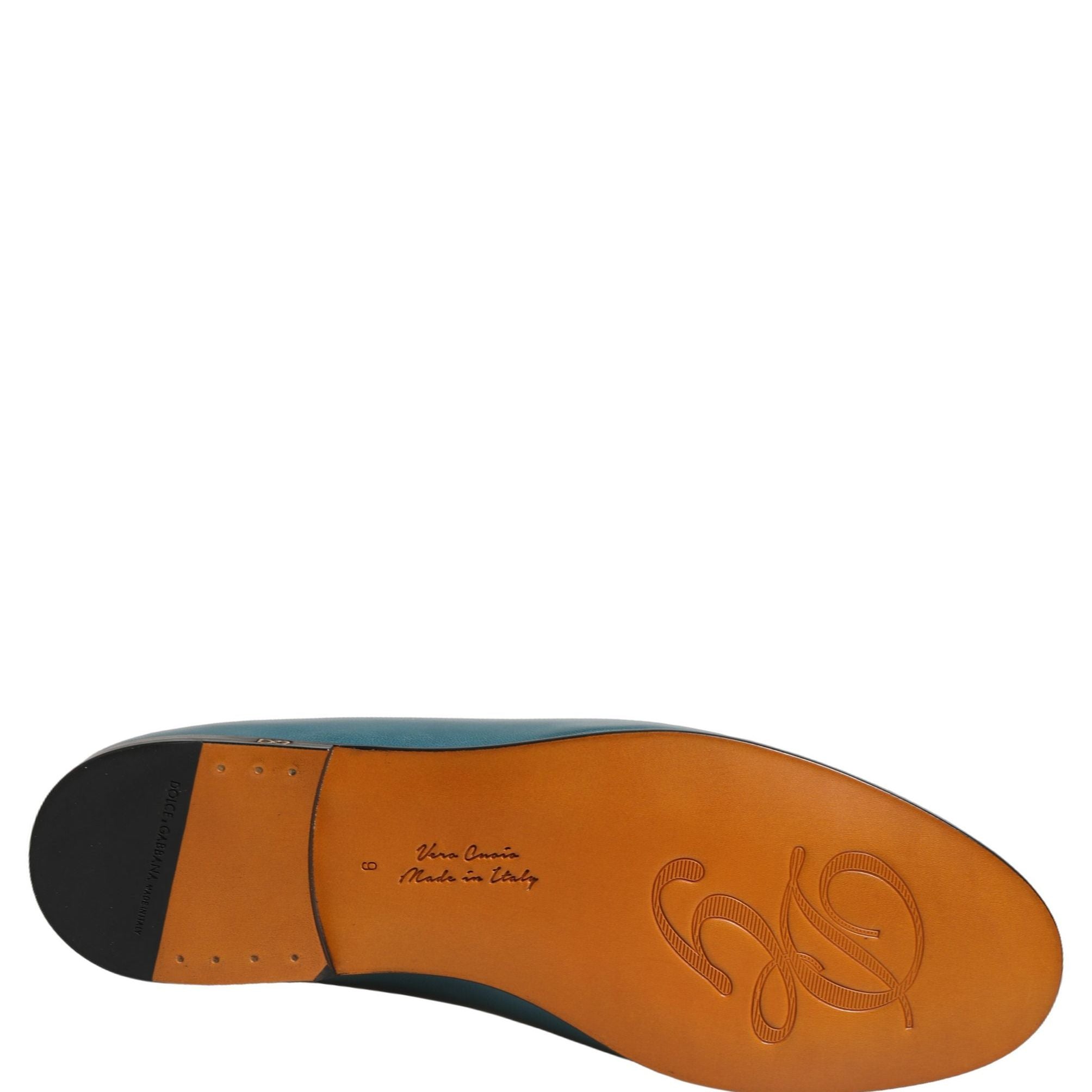 Dolce & Gabbana Blue Leather Logo Slip On Men Loafers Shoes