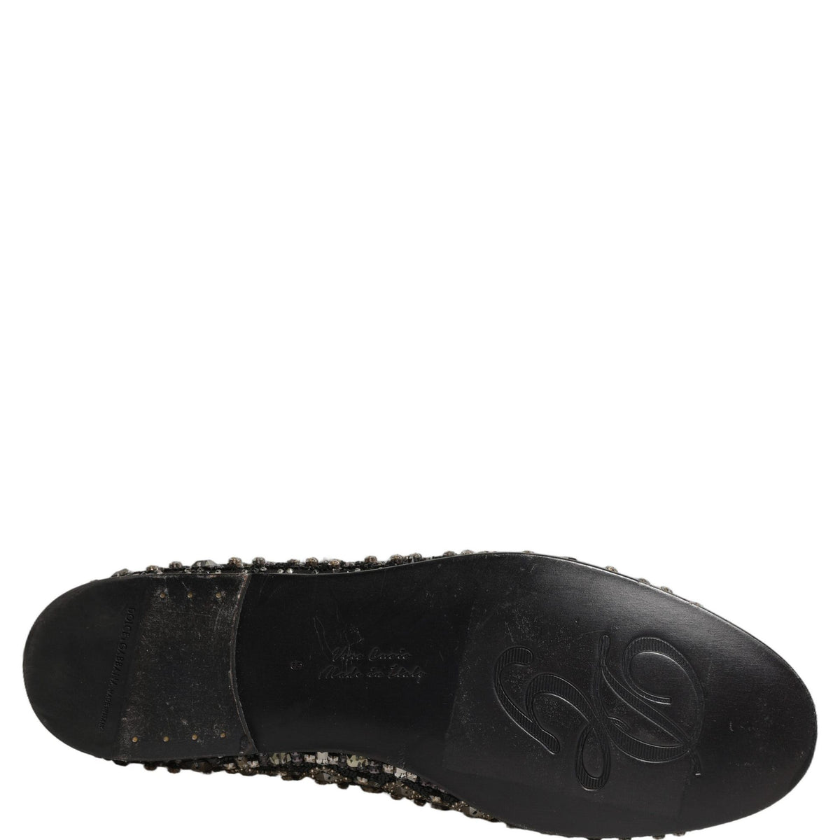 Dolce & Gabbana Silver Leather Logo Slip On Loafers Shoes