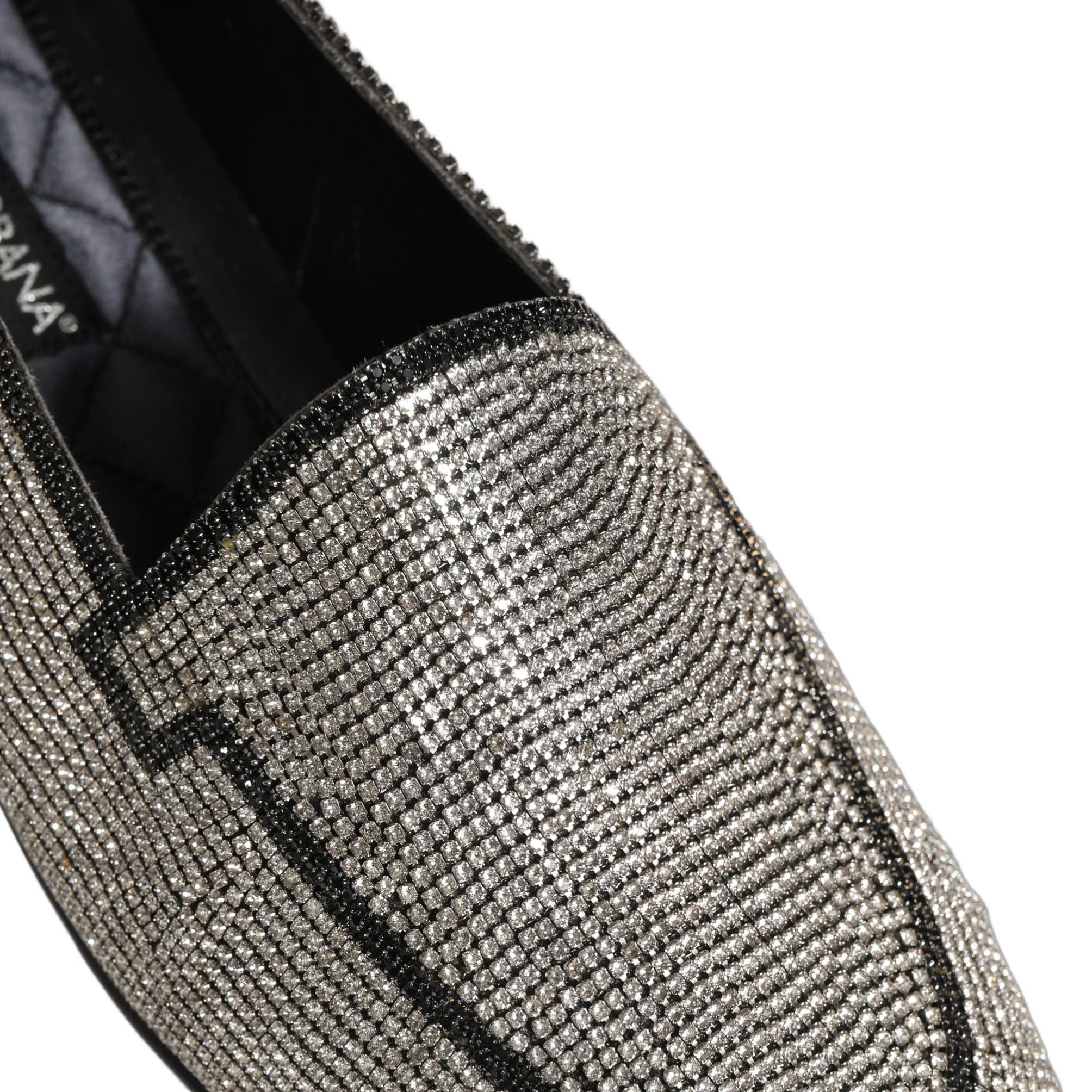 Dolce & Gabbana Silver Crystal Embellished Men Loafers Shoes