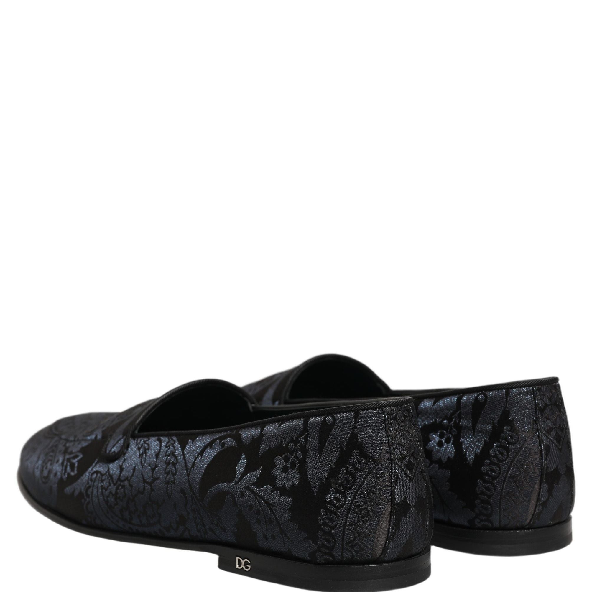 Dolce & Gabbana Blue Jacquard Leather Slip On Loafers Shoes