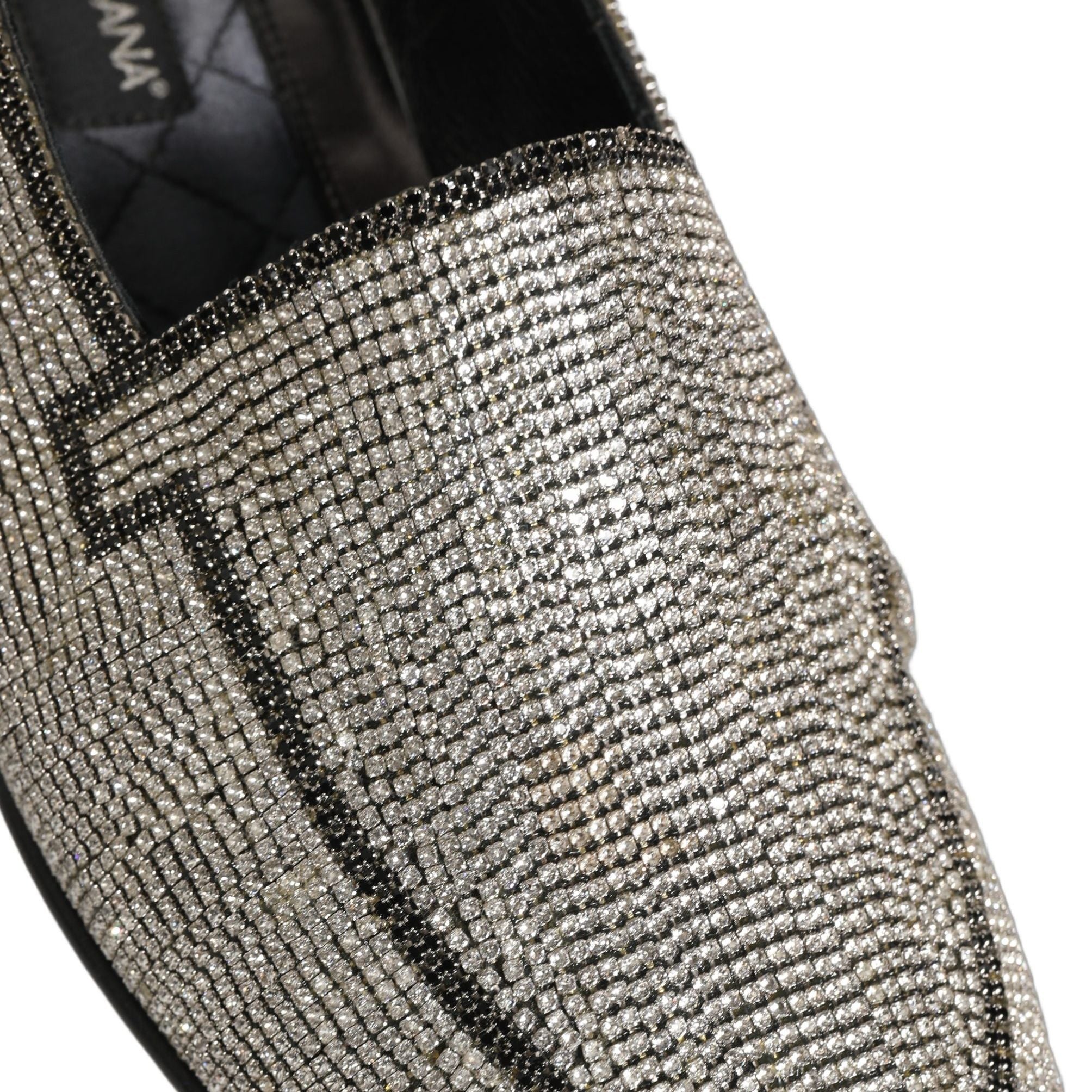 Dolce & Gabbana Silver Crystal Embellished Men Loafers Shoes