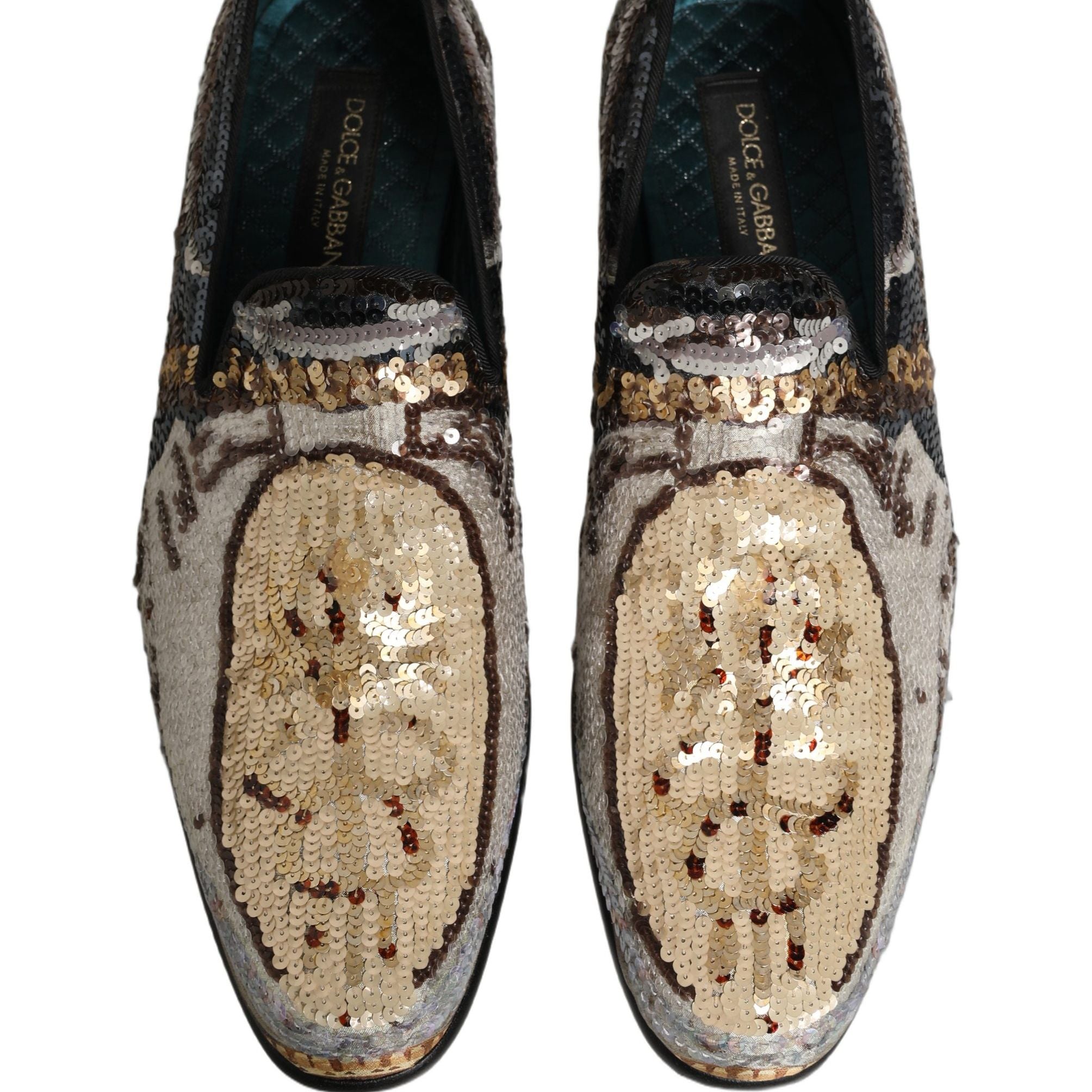 Dolce & Gabbana Multicolor Embroidered Sequin Loafers Shoes
