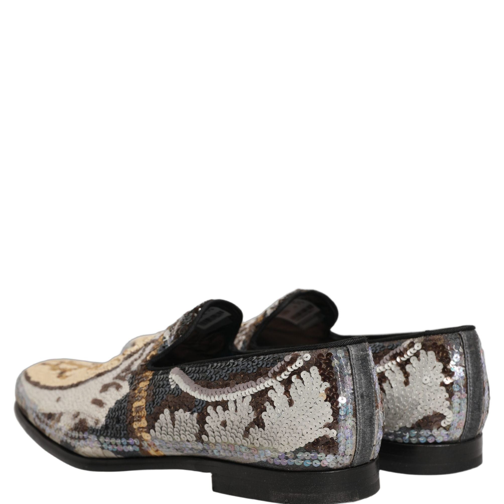 Dolce & Gabbana Multicolor Embroidered Sequin Loafers Shoes