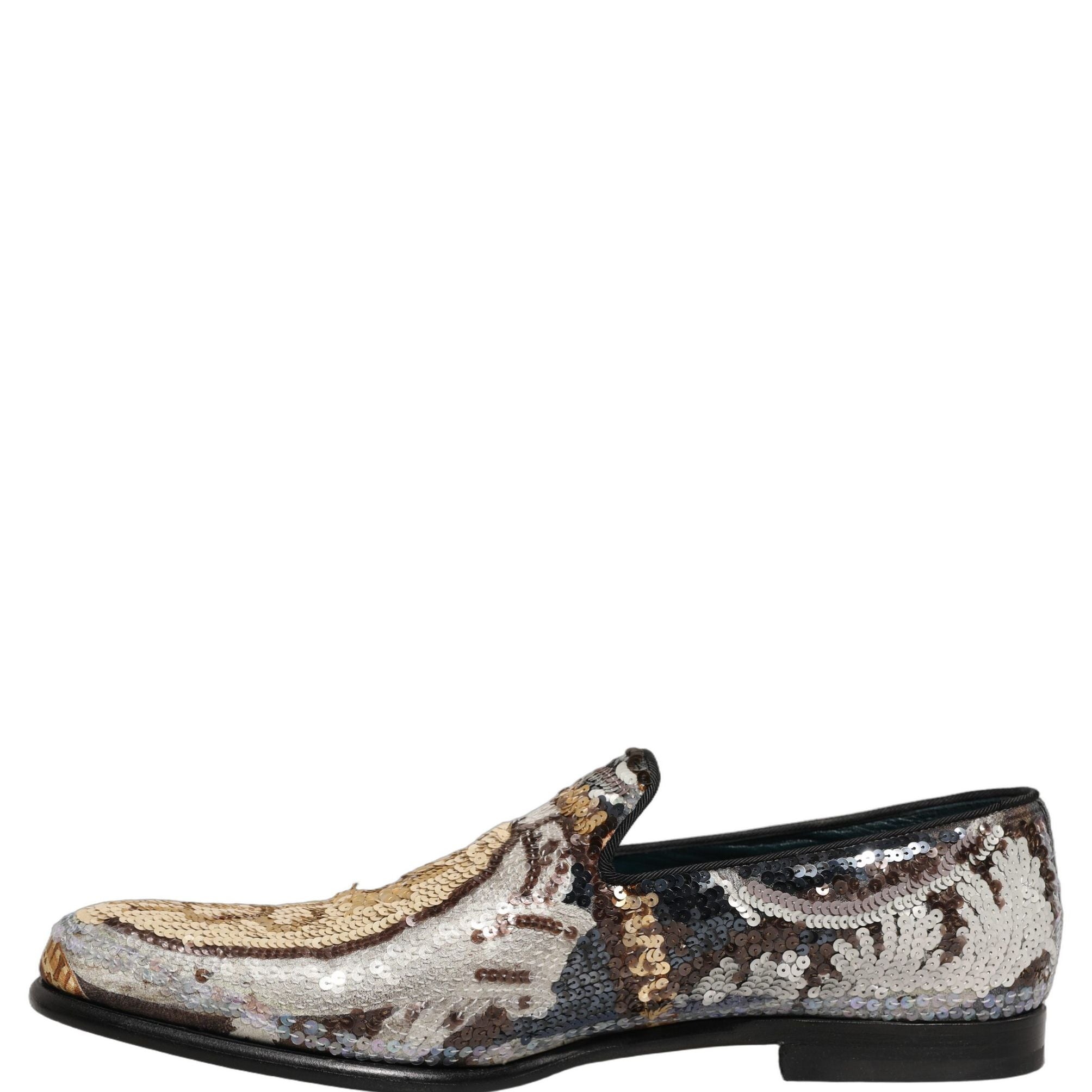 Dolce & Gabbana Multicolor Embroidered Sequin Loafers Shoes