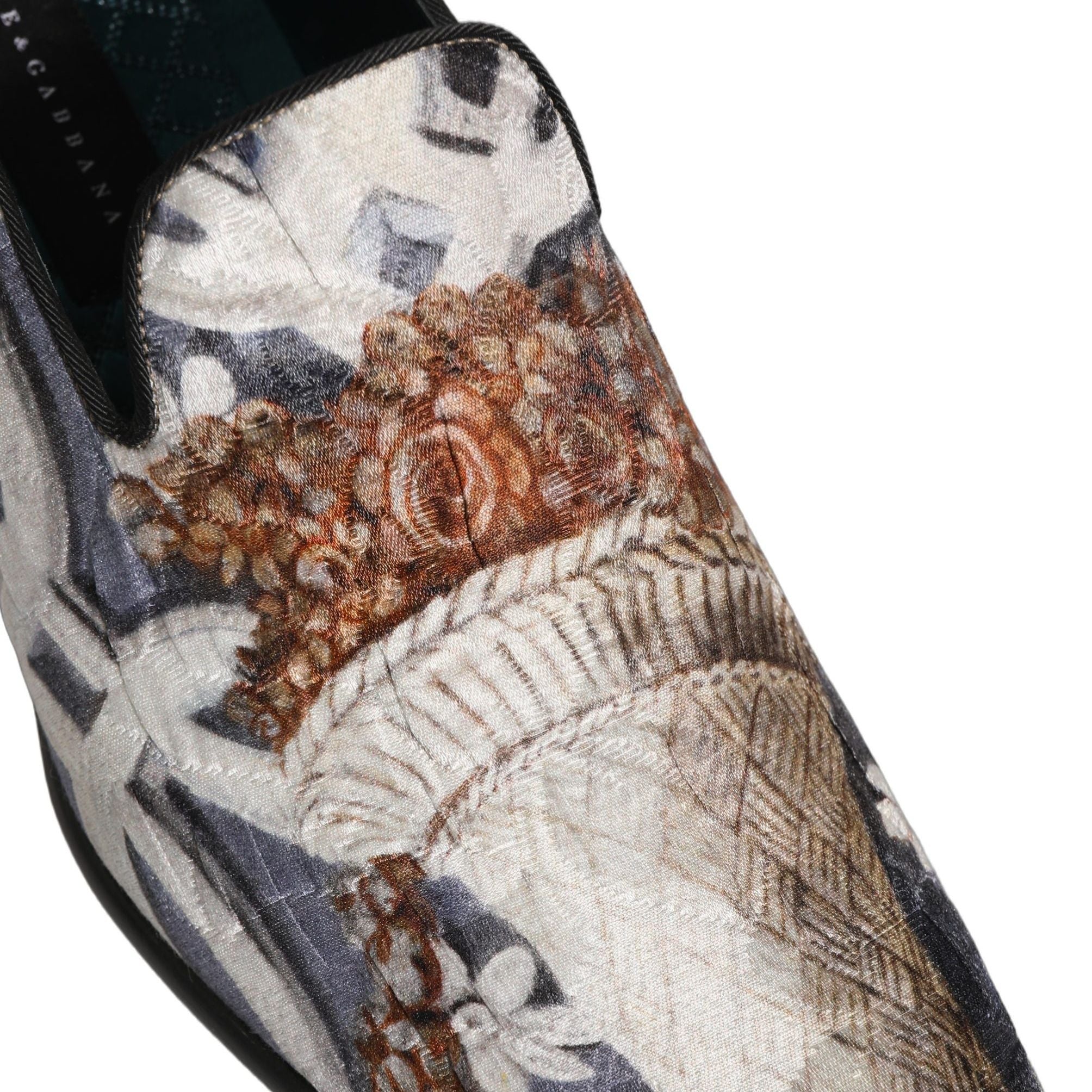 Dolce & Gabbana Multicolor Floral Tapestry Embroidery Loafer Shoes