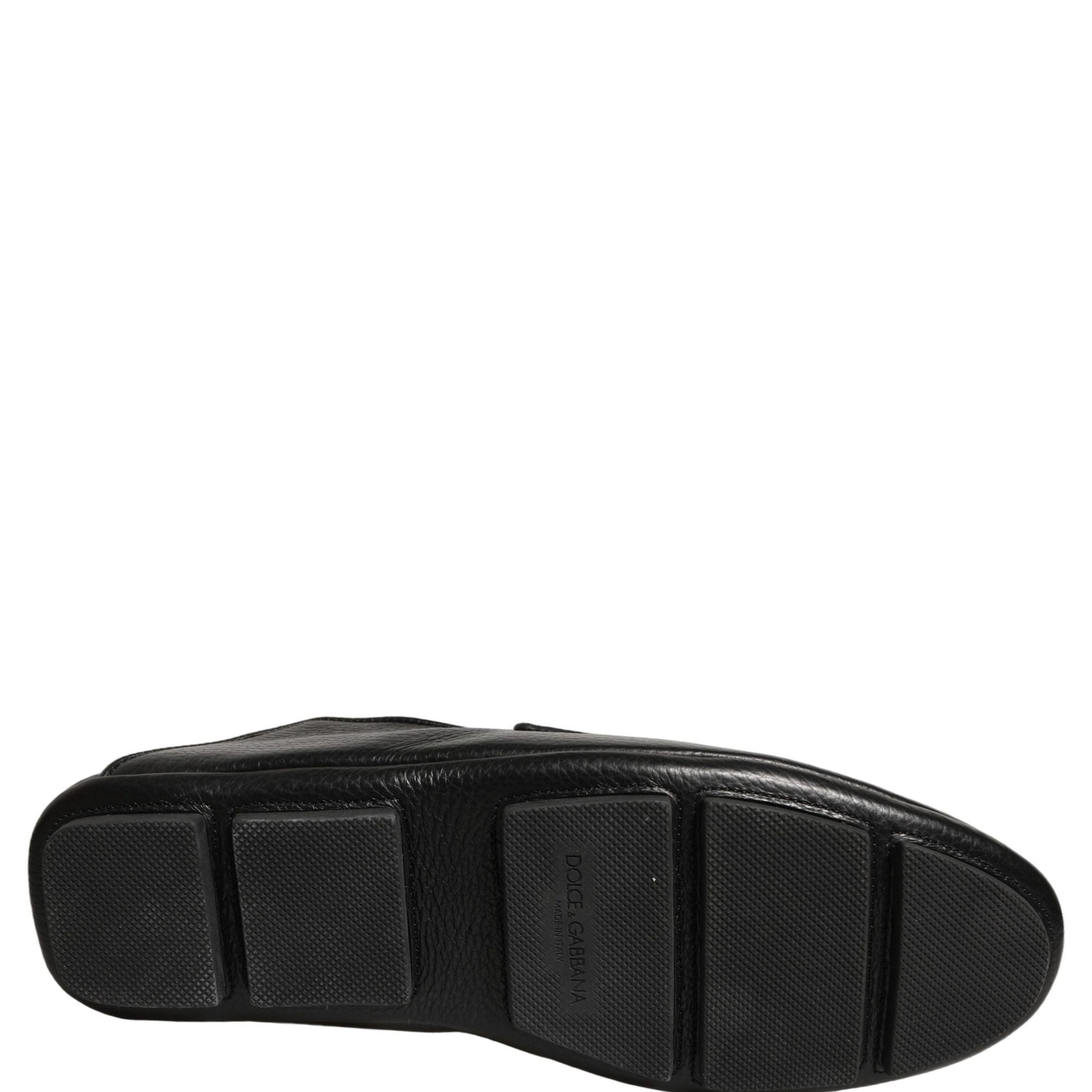 Dolce & Gabbana Black Deerskin Leather Driver Loafers Shoes