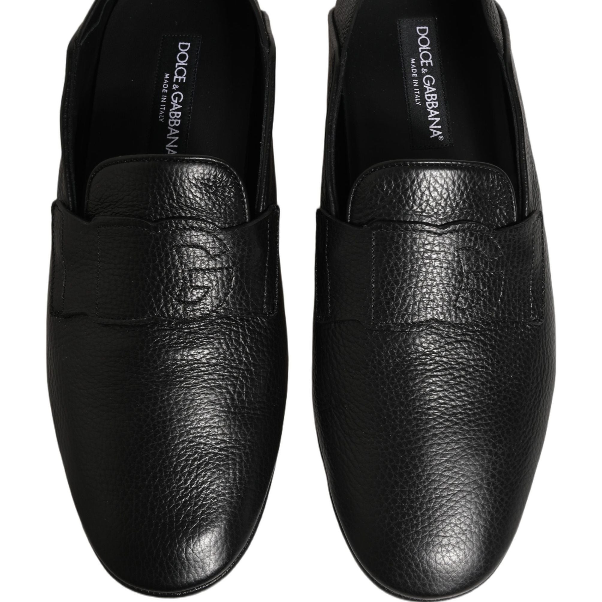 Dolce & Gabbana Black Deerskin Leather Driver Loafers Shoes