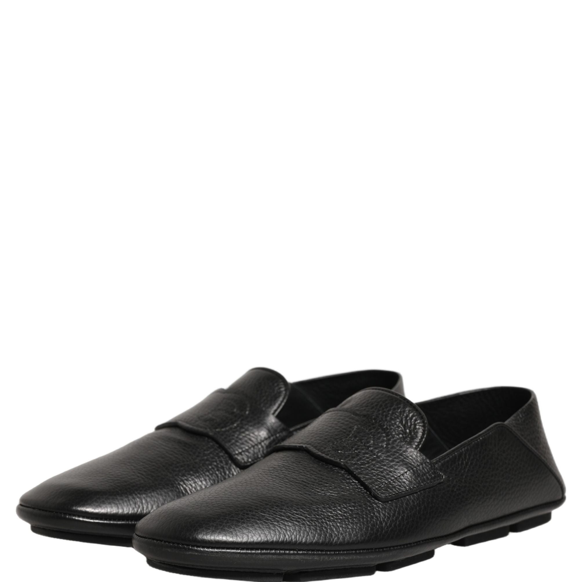Dolce & Gabbana Black Deerskin Leather Driver Loafers Shoes