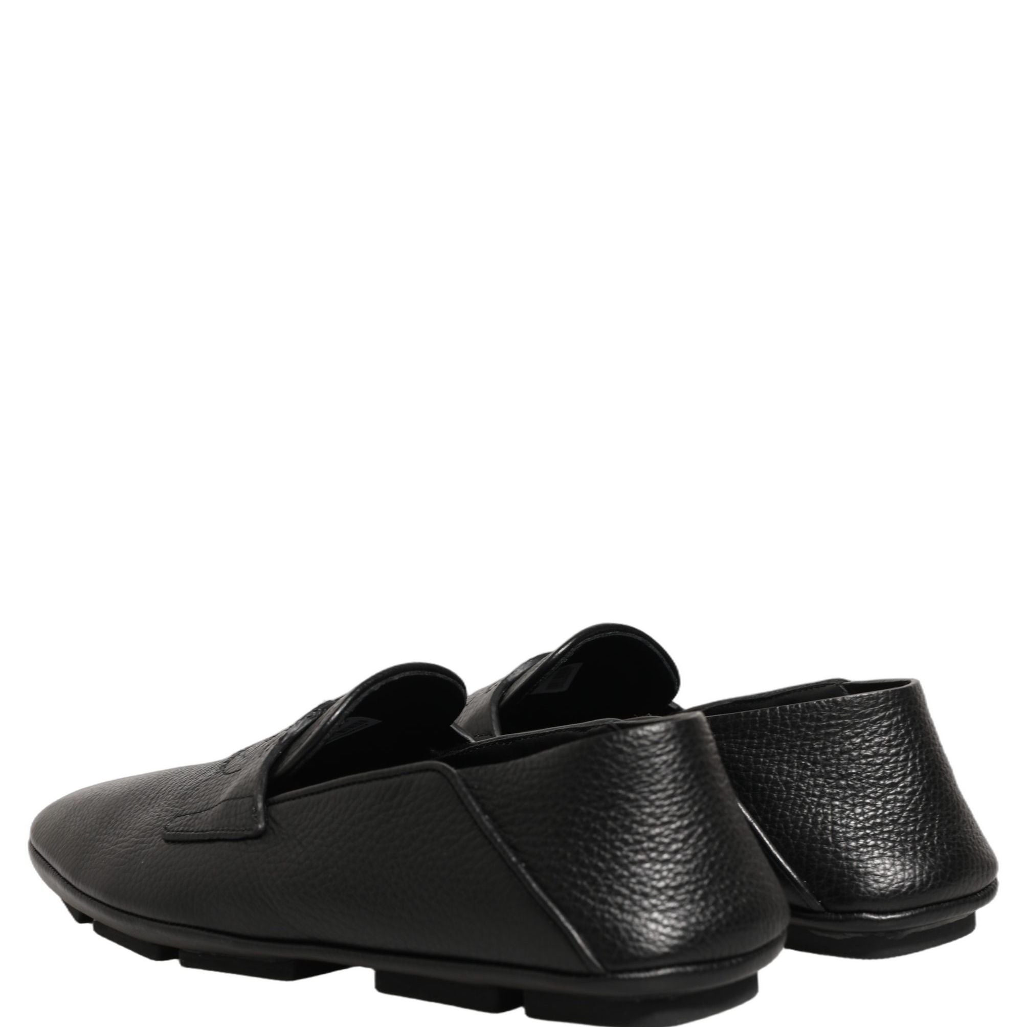 Dolce & Gabbana Black Deerskin Leather Driver Loafers Shoes