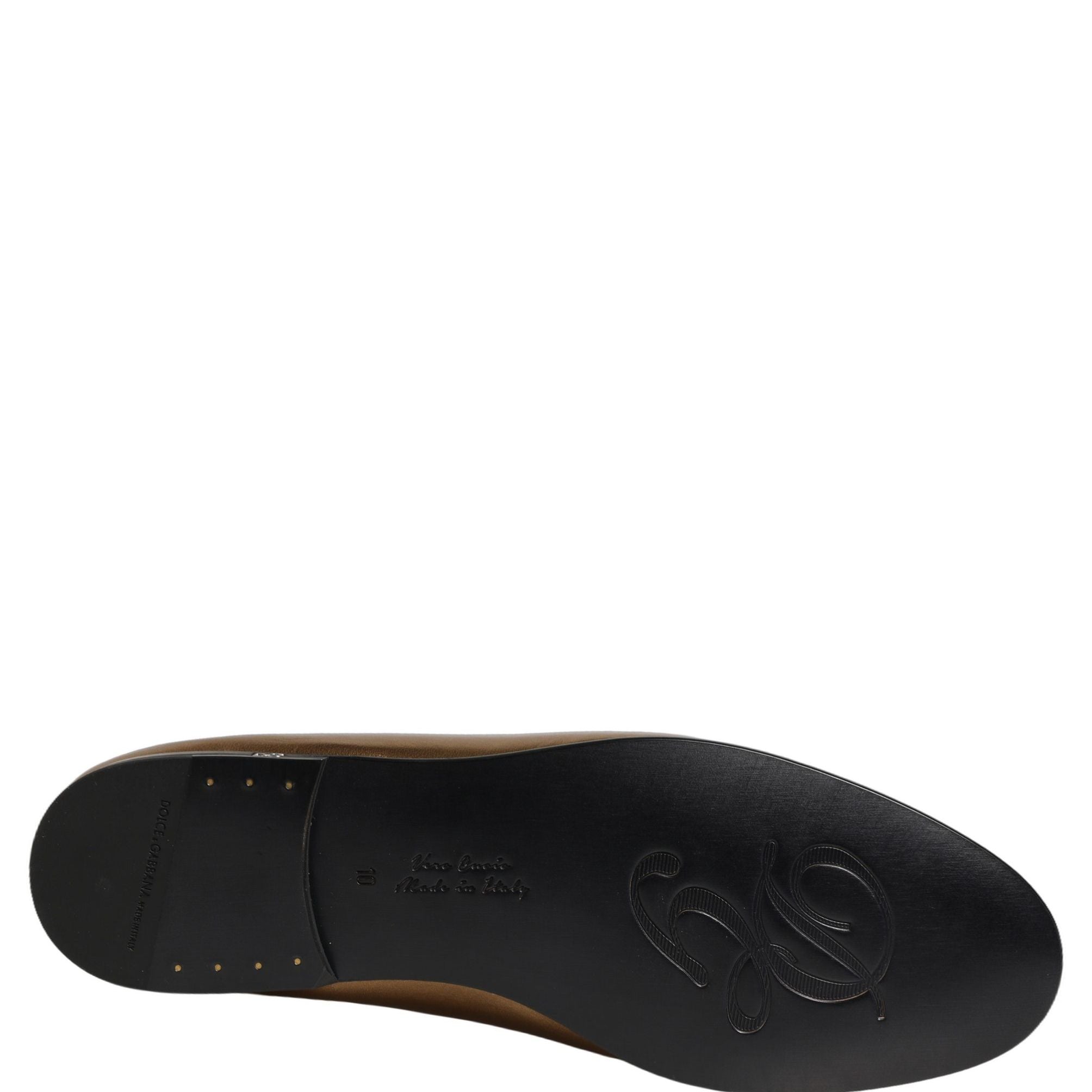Dolce & Gabbana Gold Leather DG Logo Slip On Men Loafers Shoes
