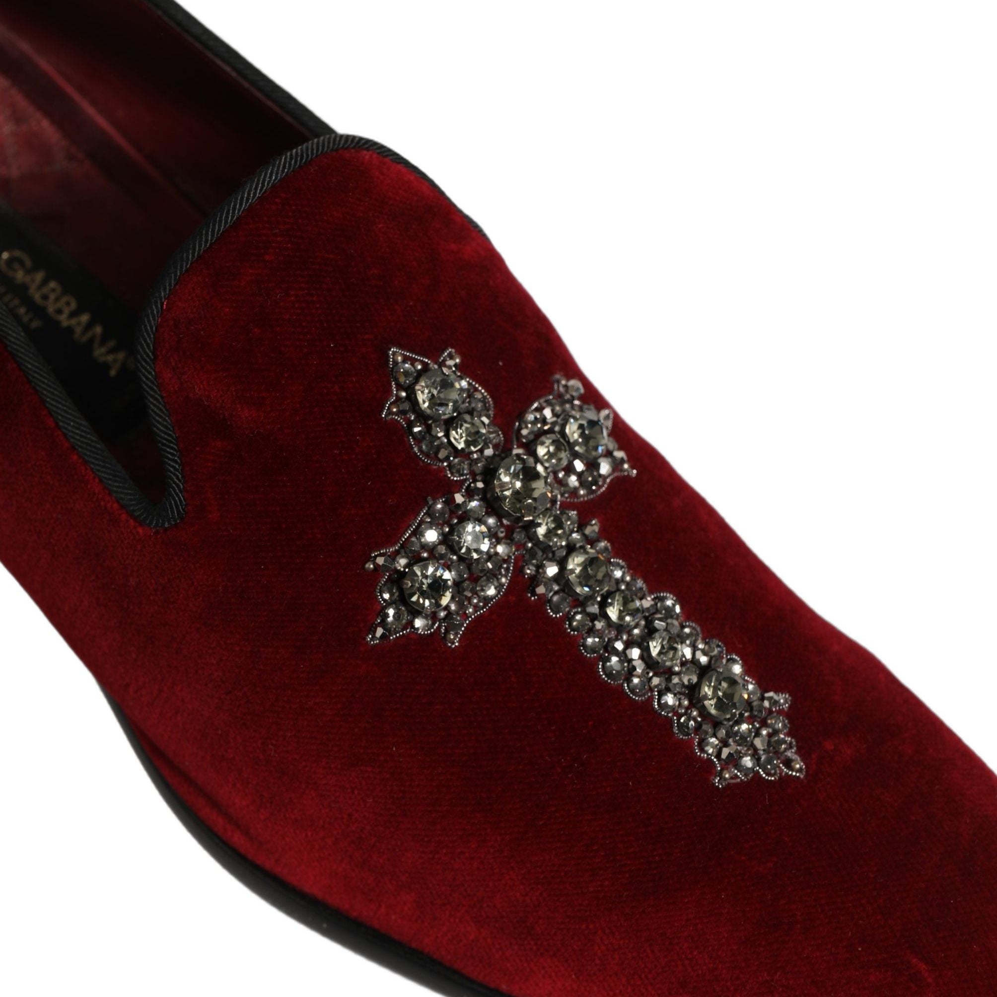 Dolce & Gabbana Maroon Suede Cross Slip On Dress Loafers Shoes