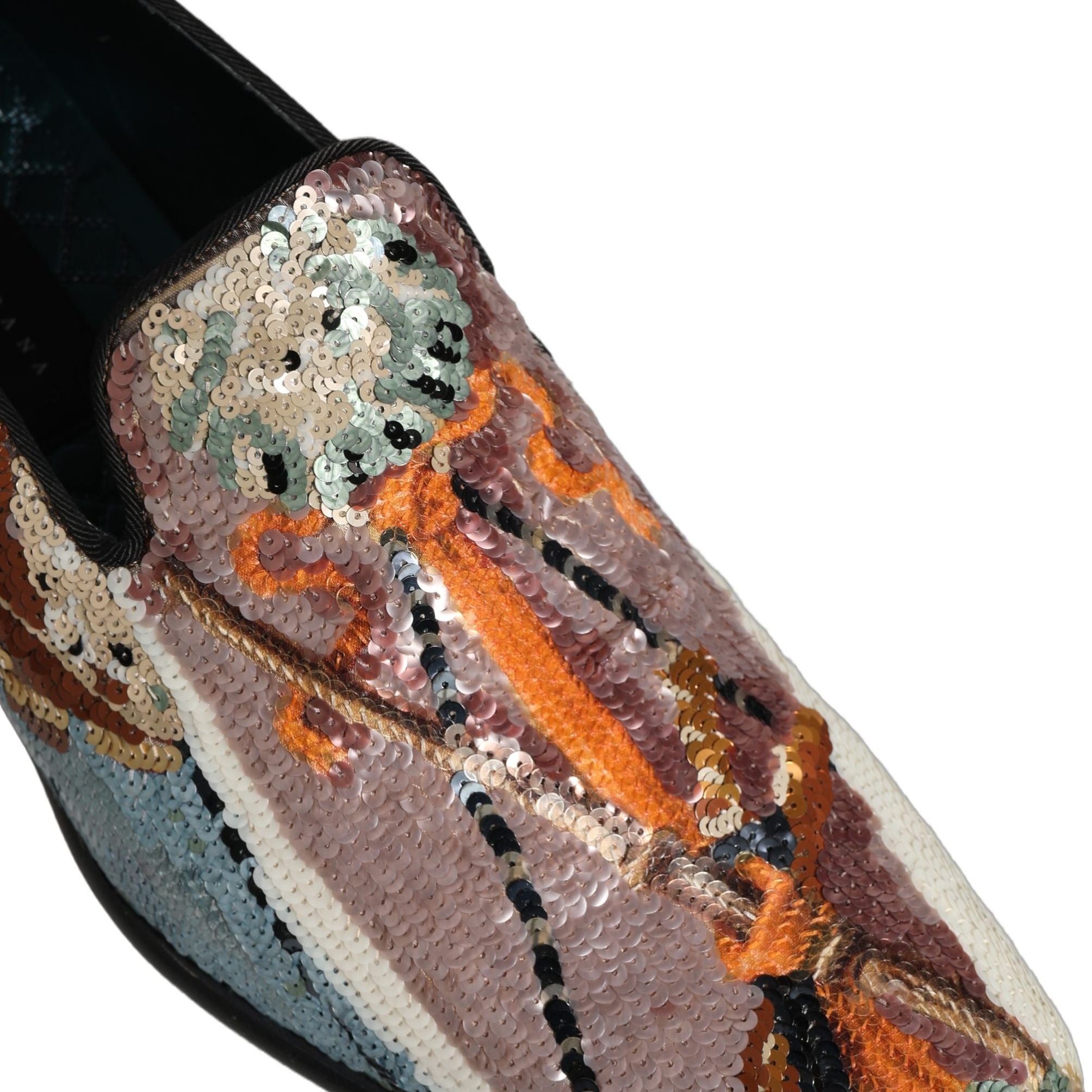 Dolce & Gabbana Multicolor Embroidered Sequin Loafers Shoes