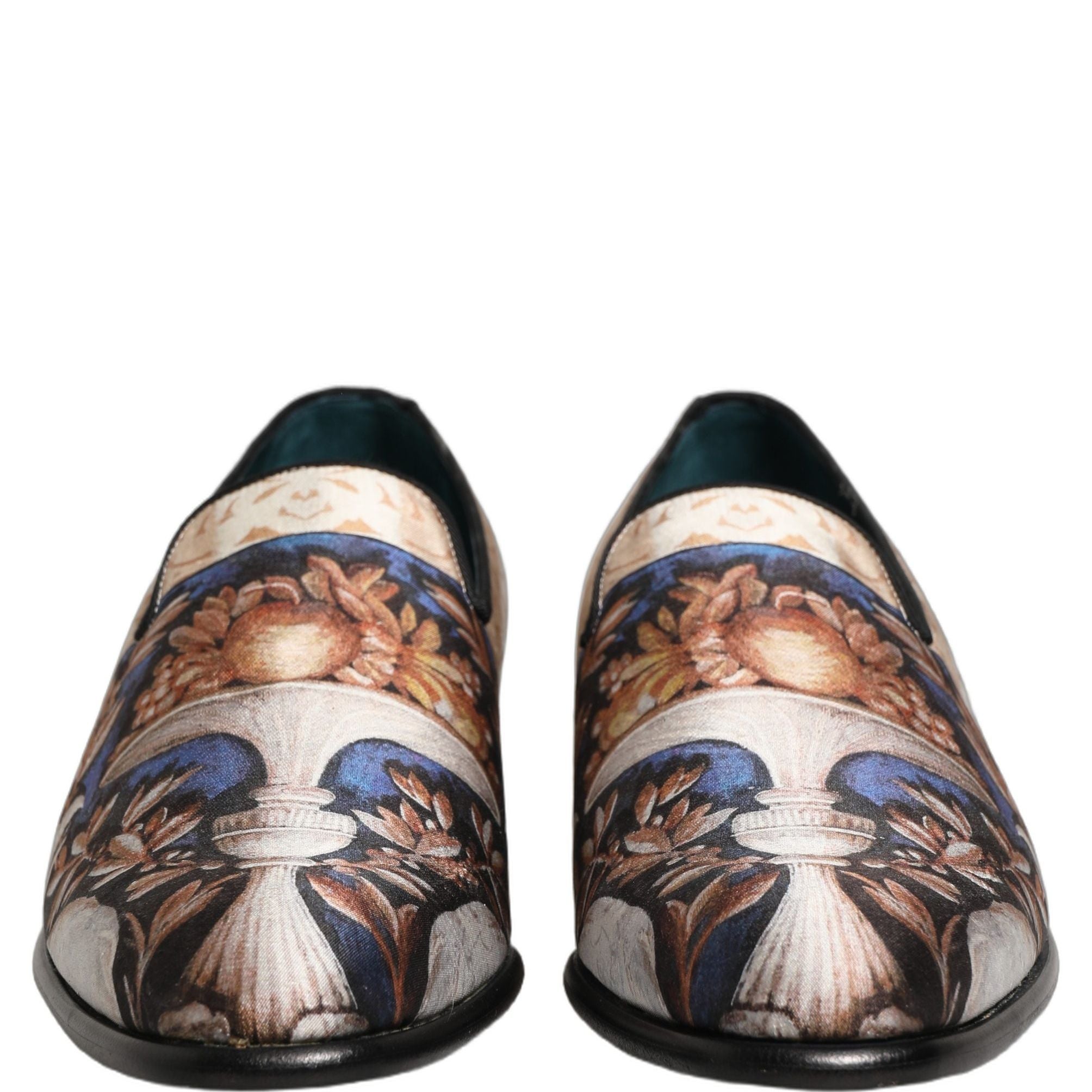 Dolce & Gabbana Multicolor Fruit Print Velvet Loafers Shoes