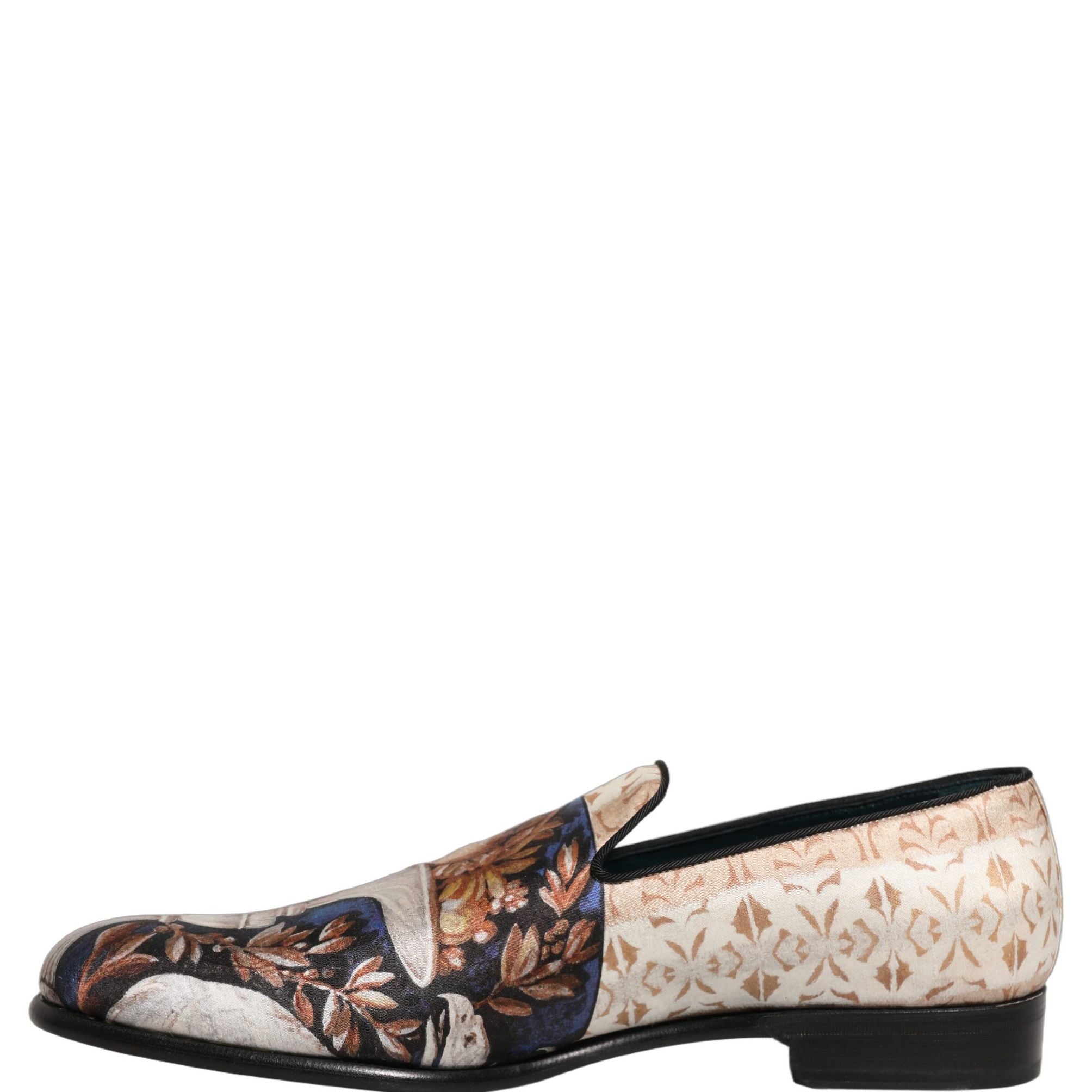Dolce & Gabbana Multicolor Fruit Print Velvet Loafers Shoes