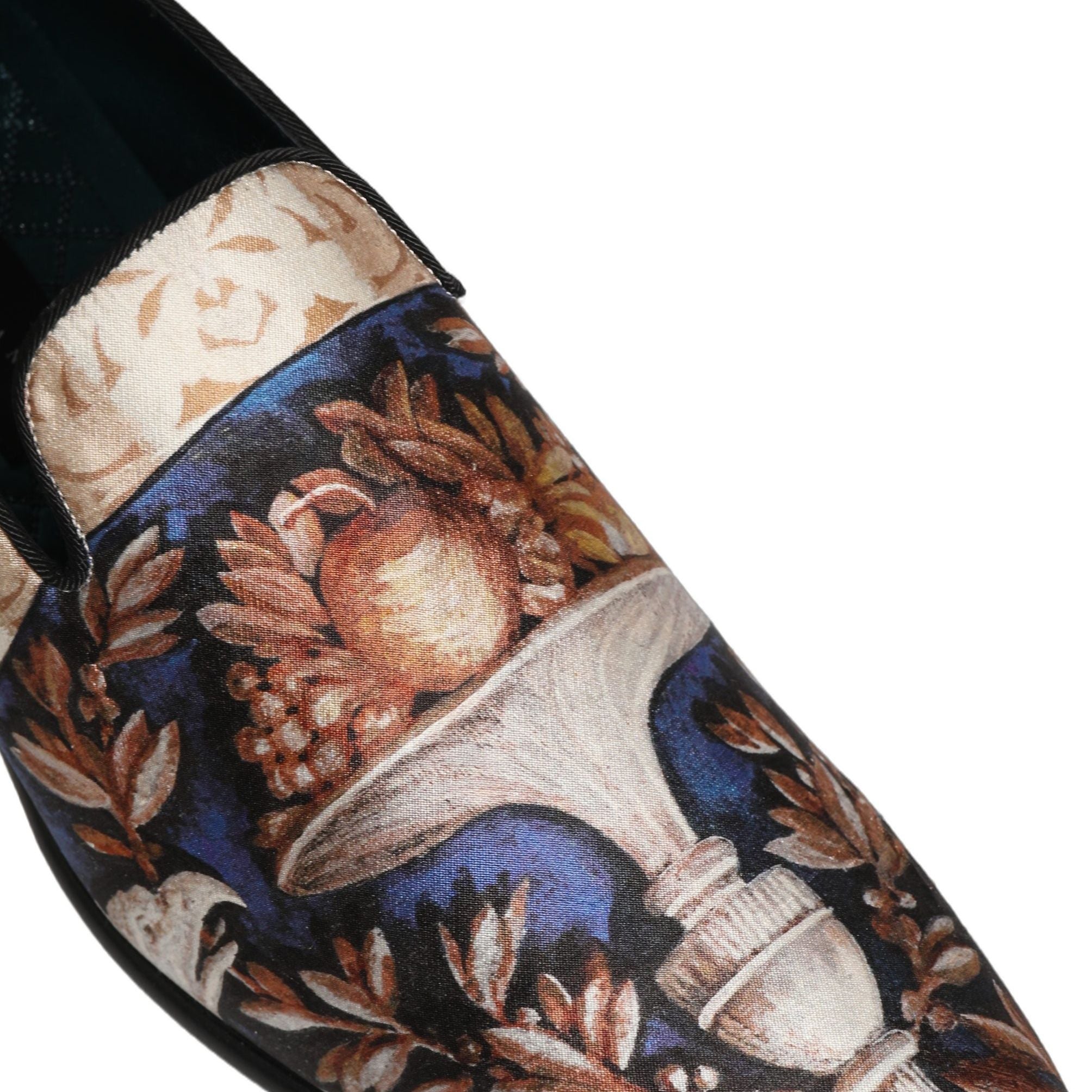 Dolce & Gabbana Multicolor Fruit Print Velvet Loafers Shoes