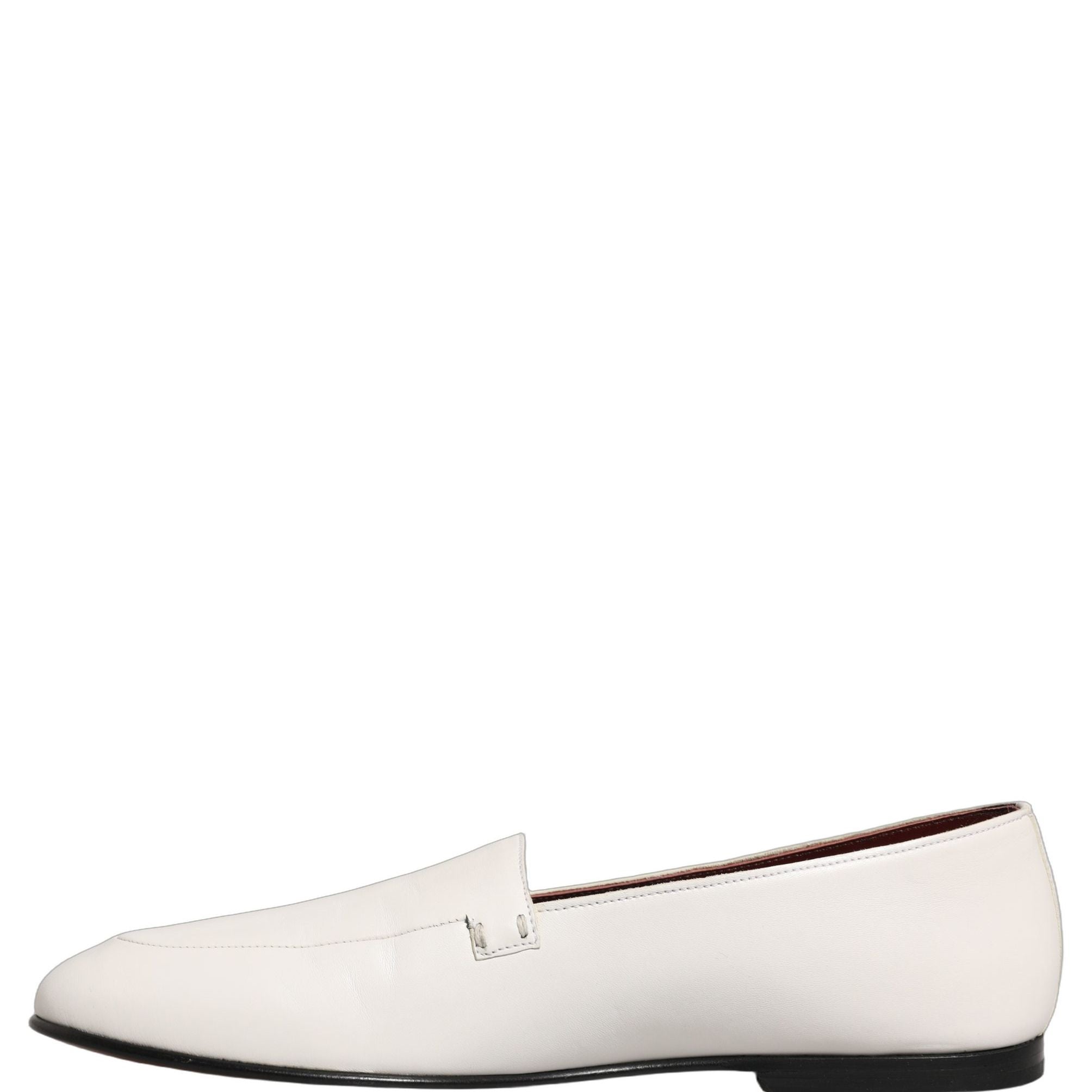 Dolce & Gabbana White Leather Logo Slip On Men Loafers Shoes