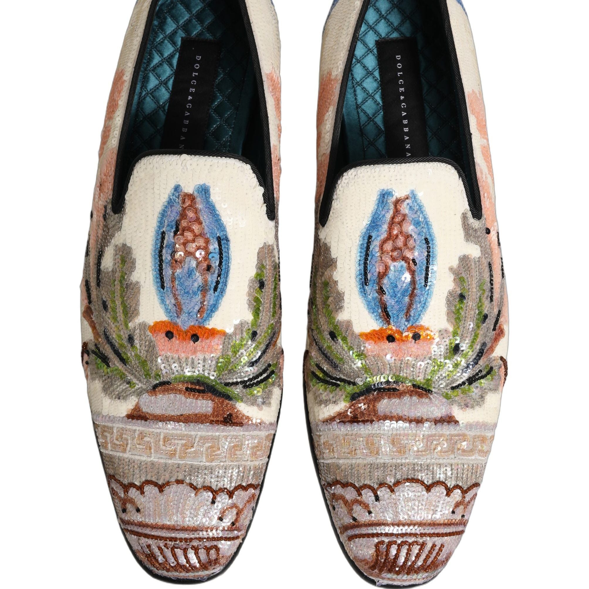 Dolce & Gabbana Multicolor Sequin Embroidered Loafers Shoes