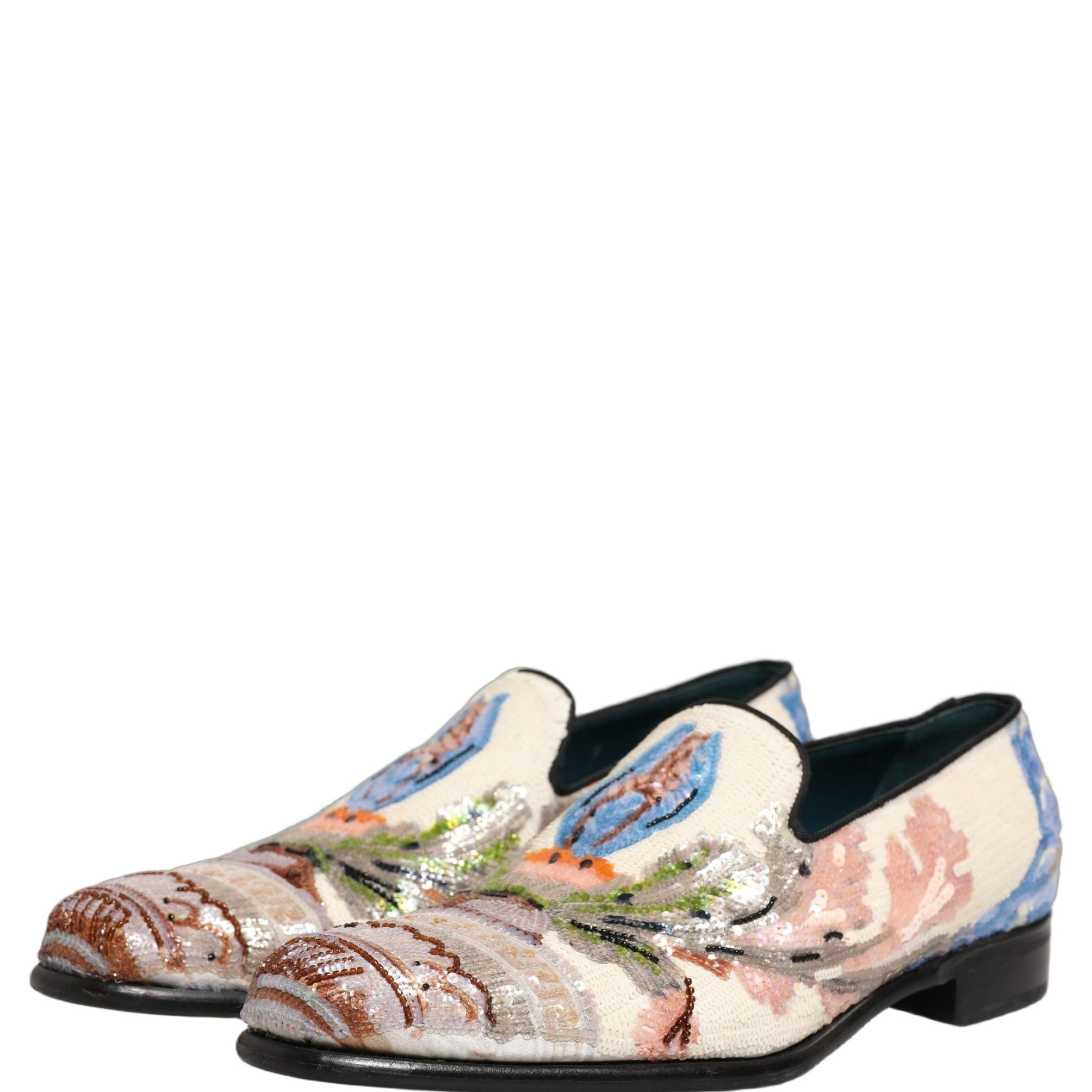 Dolce & Gabbana Multicolor Sequin Embroidered Loafers Shoes
