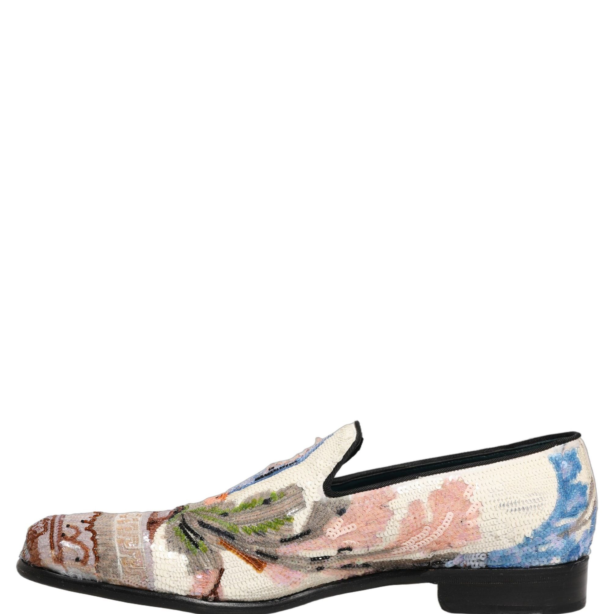 Dolce & Gabbana Multicolor Sequin Embroidered Loafers Shoes