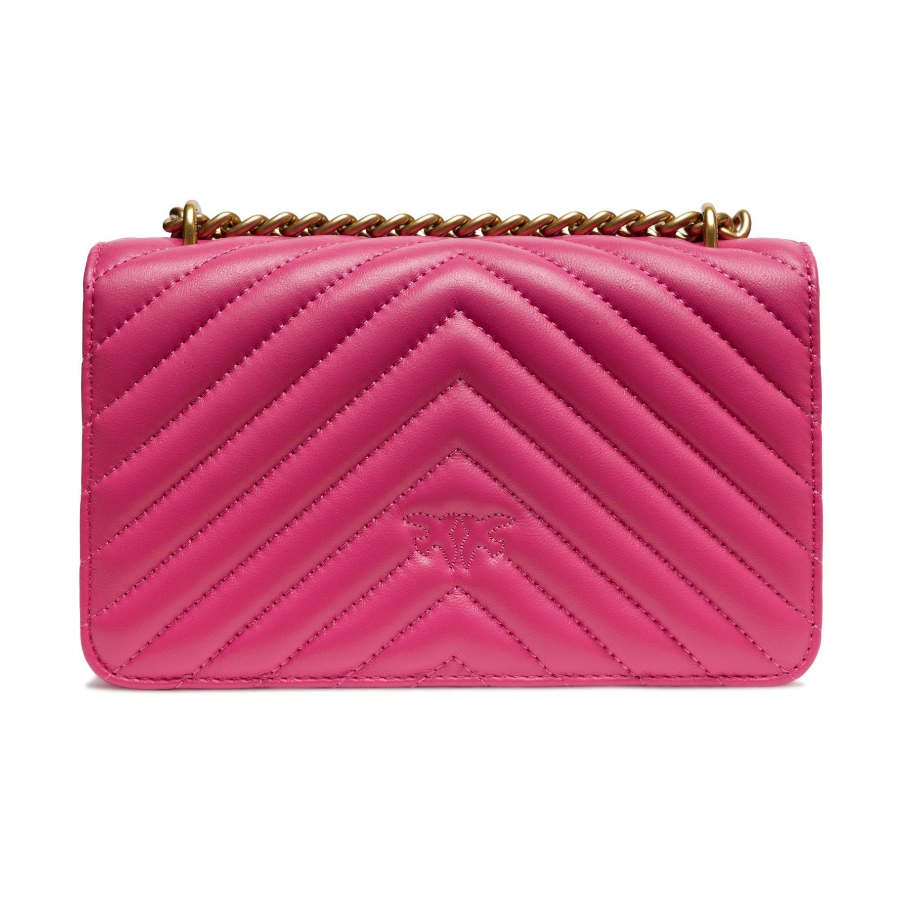PINKO Pink Leather Love One Mini Shoulder Bag