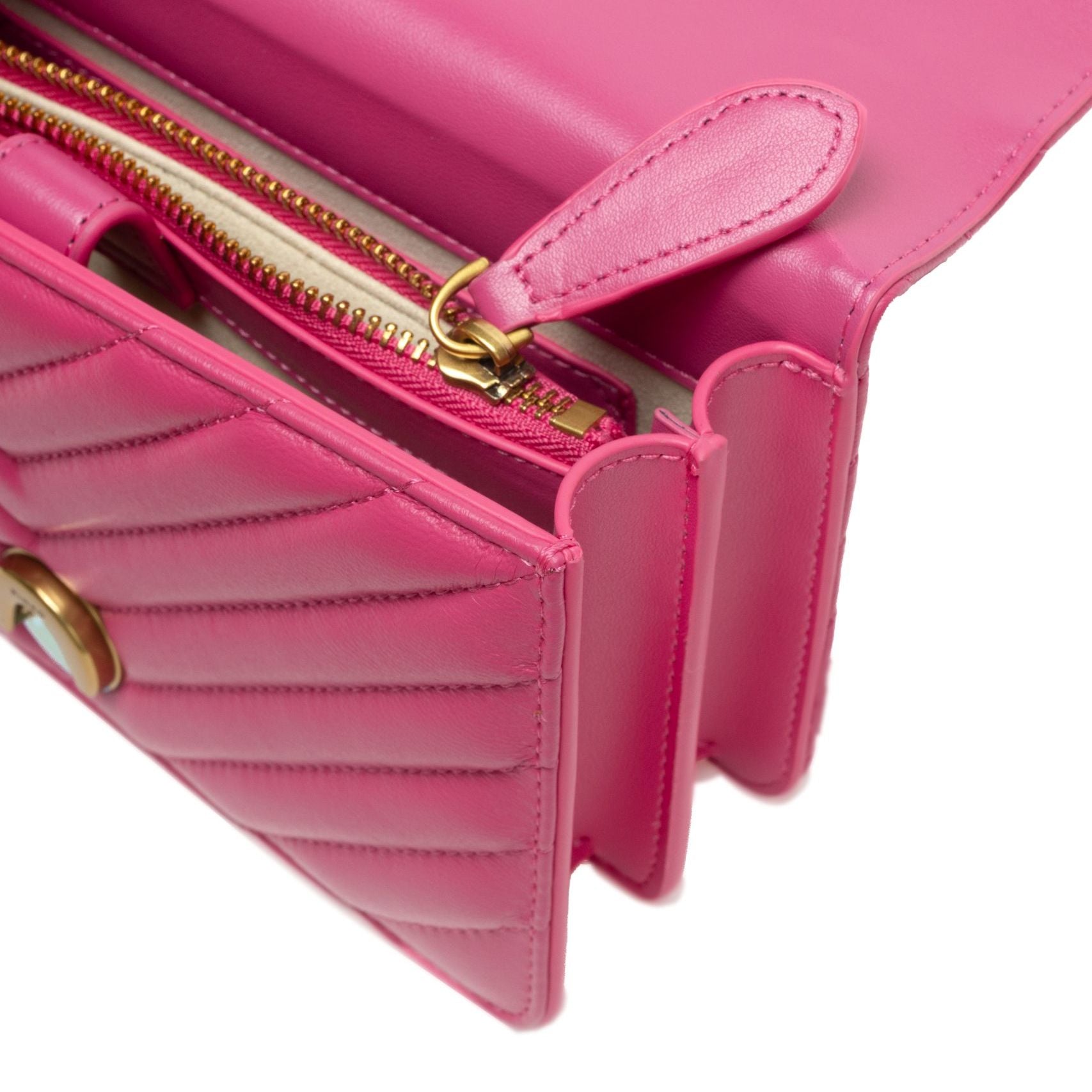 PINKO Pink Leather Love One Mini Shoulder Bag
