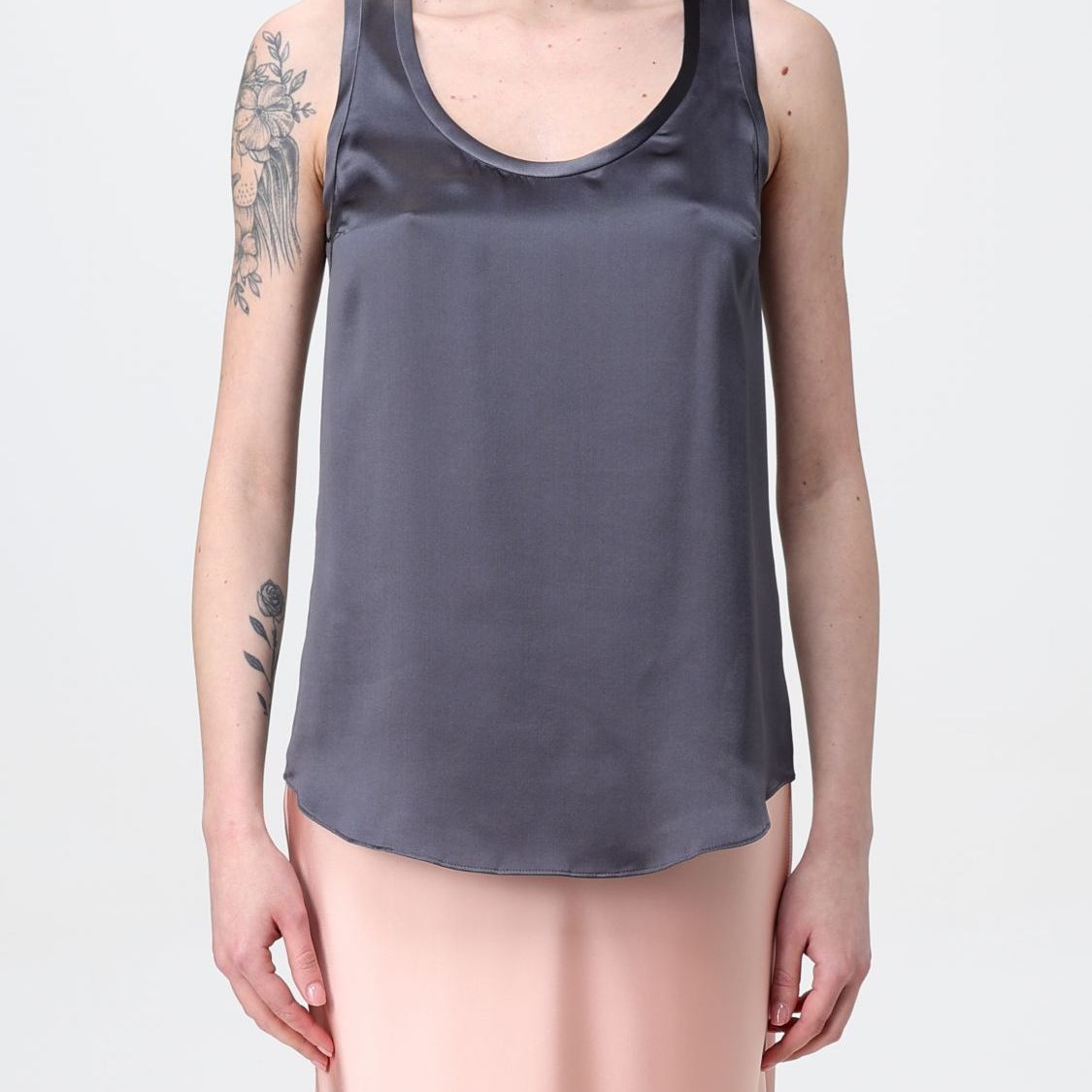 Brunello Cucinelli Bicolor Silk Tank Tops