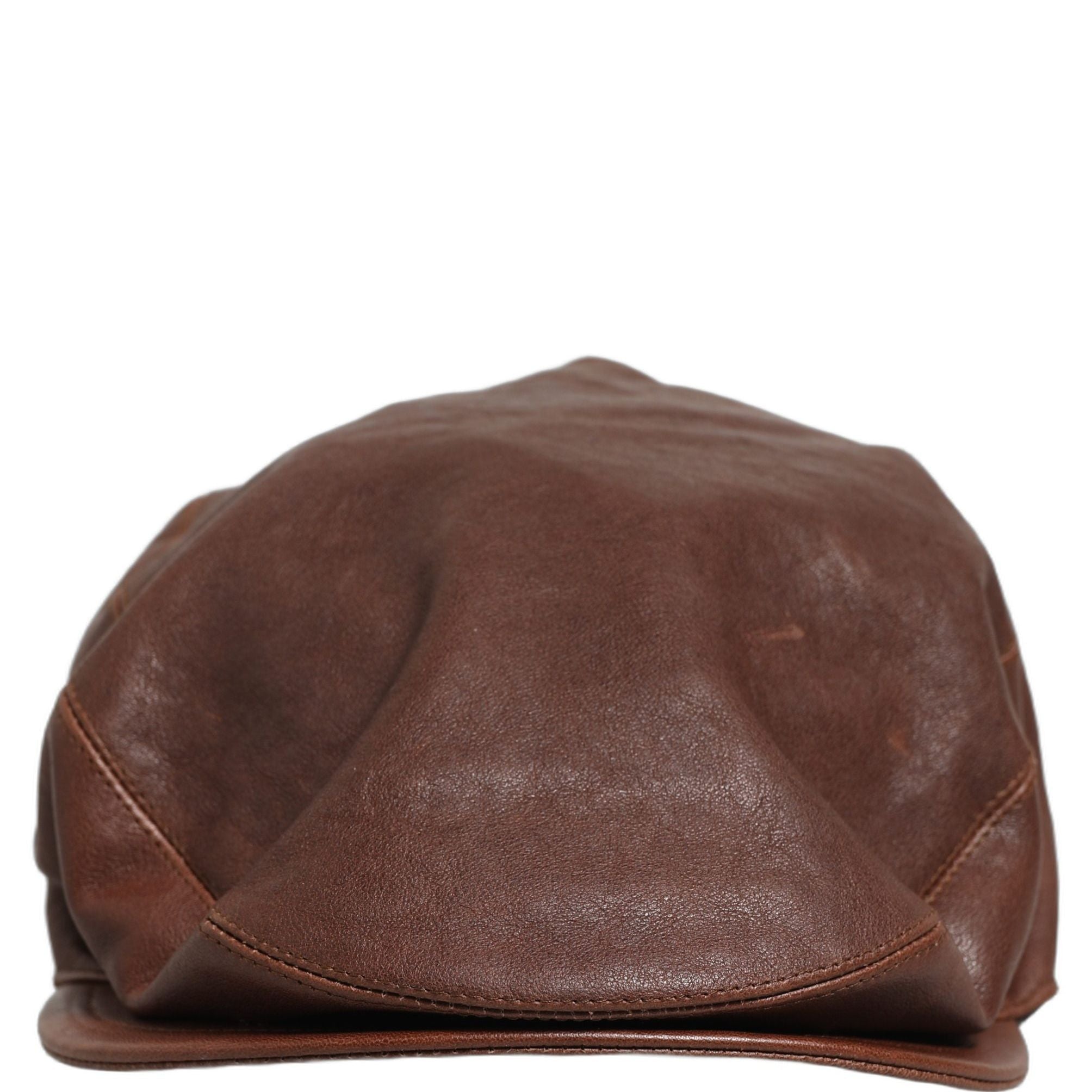 Dolce & Gabbana Men Brown Lamb Leather Newsboy Cloth Capello Hat