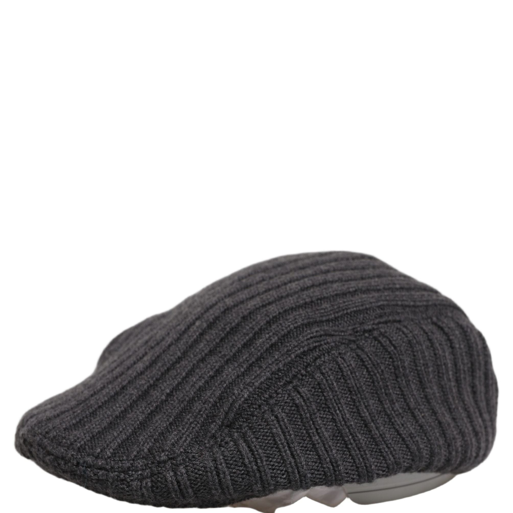Dolce & Gabbana Men Dark Gray Wool Knitted Newsboy Capello Hat