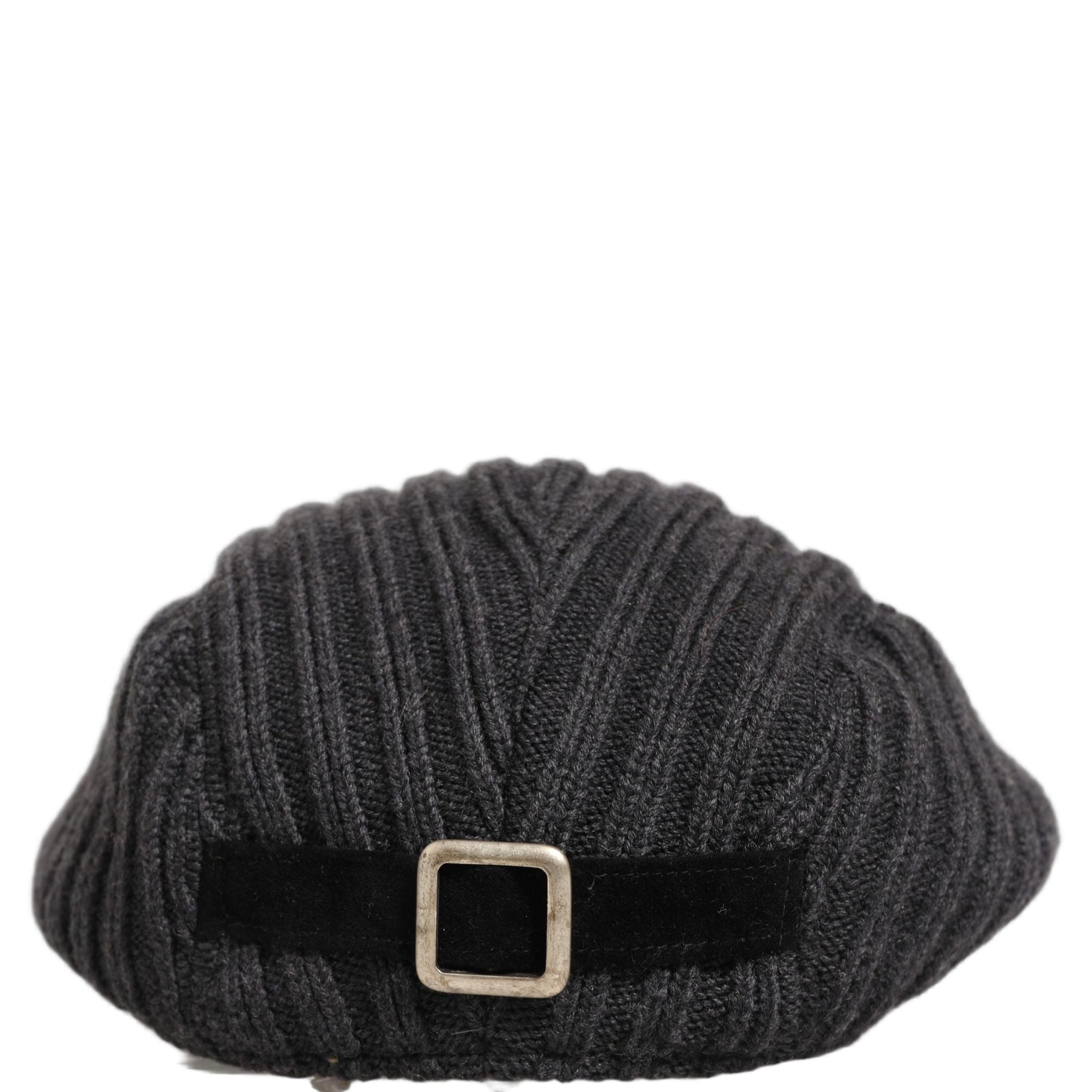 Dolce & Gabbana Men Dark Gray Wool Knitted Newsboy Capello Hat