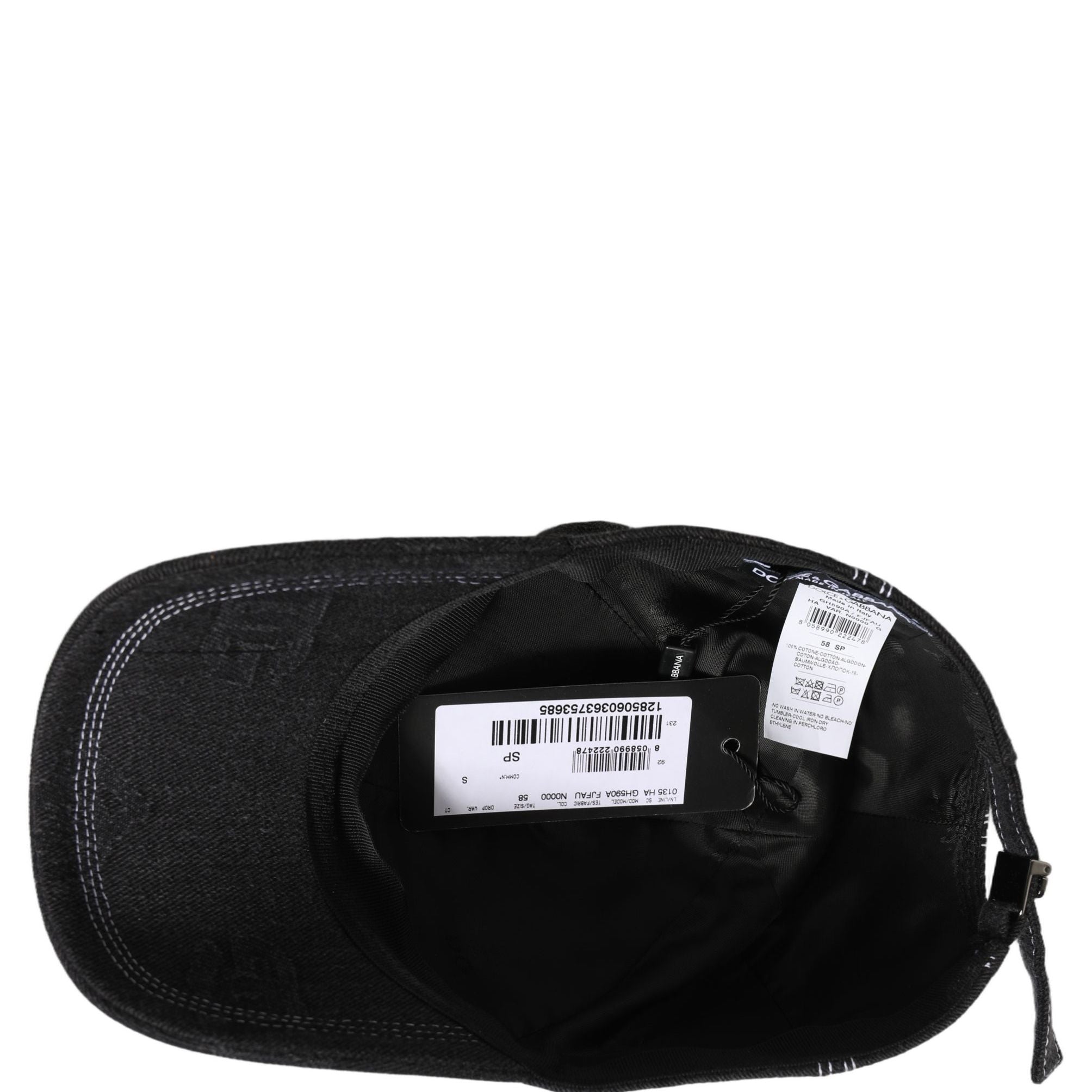 Dolce & Gabbana Men Black Cotton 6 Panel Baseball Capello Hat