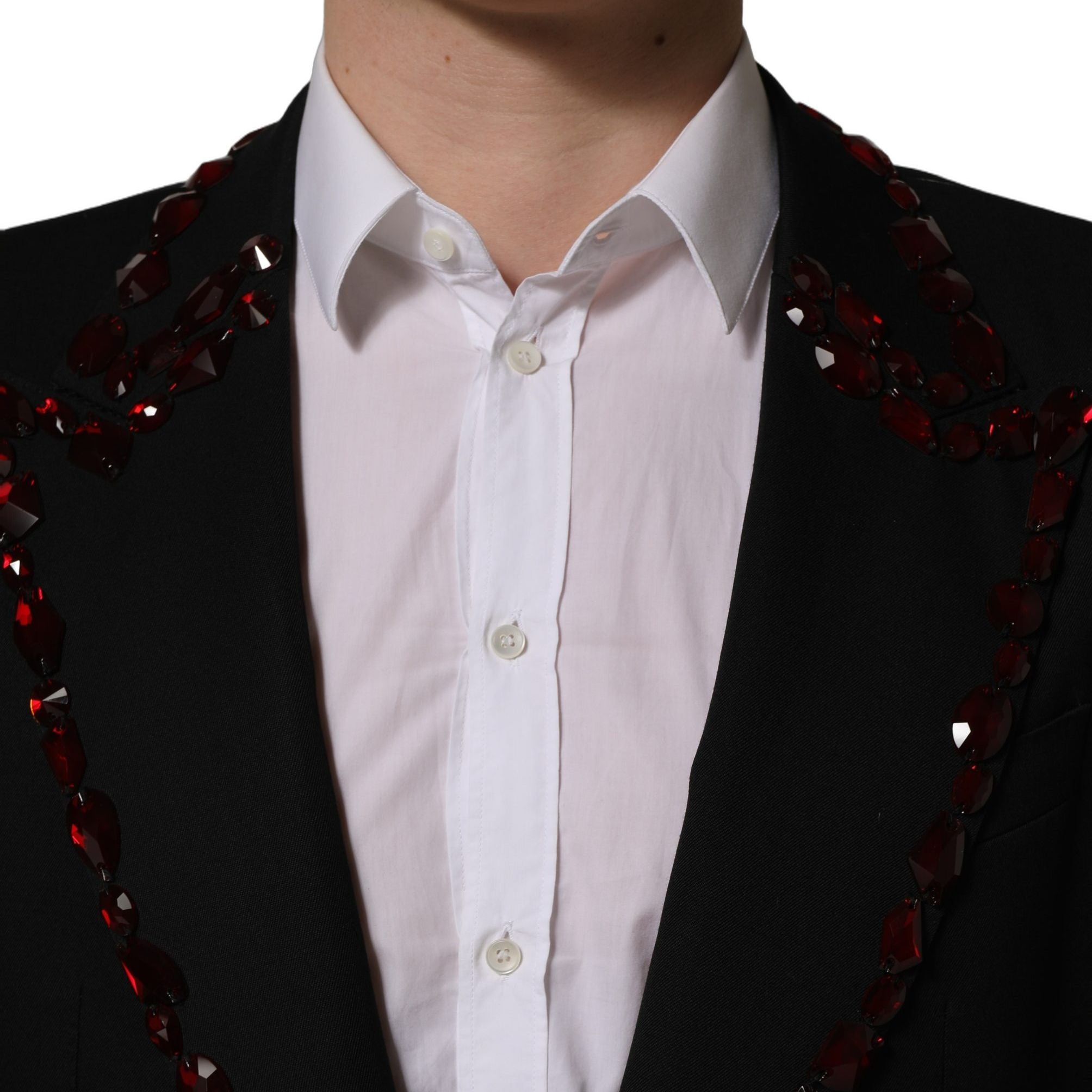 Dolce & Gabbana Black Crystal Embellished Coat Blazer Jacket