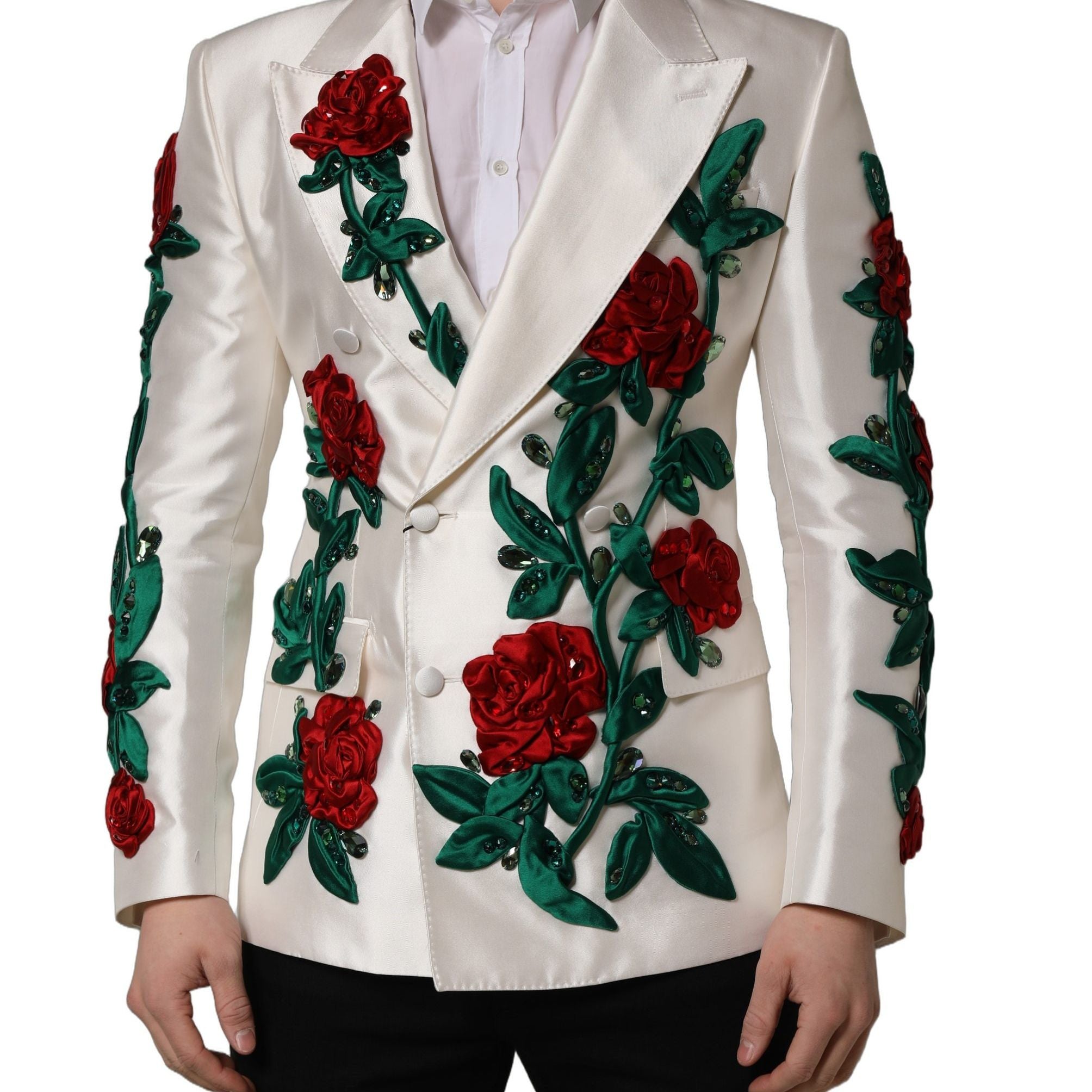 Dolce & Gabbana White Floral SICILIA Double Breasted Jacket