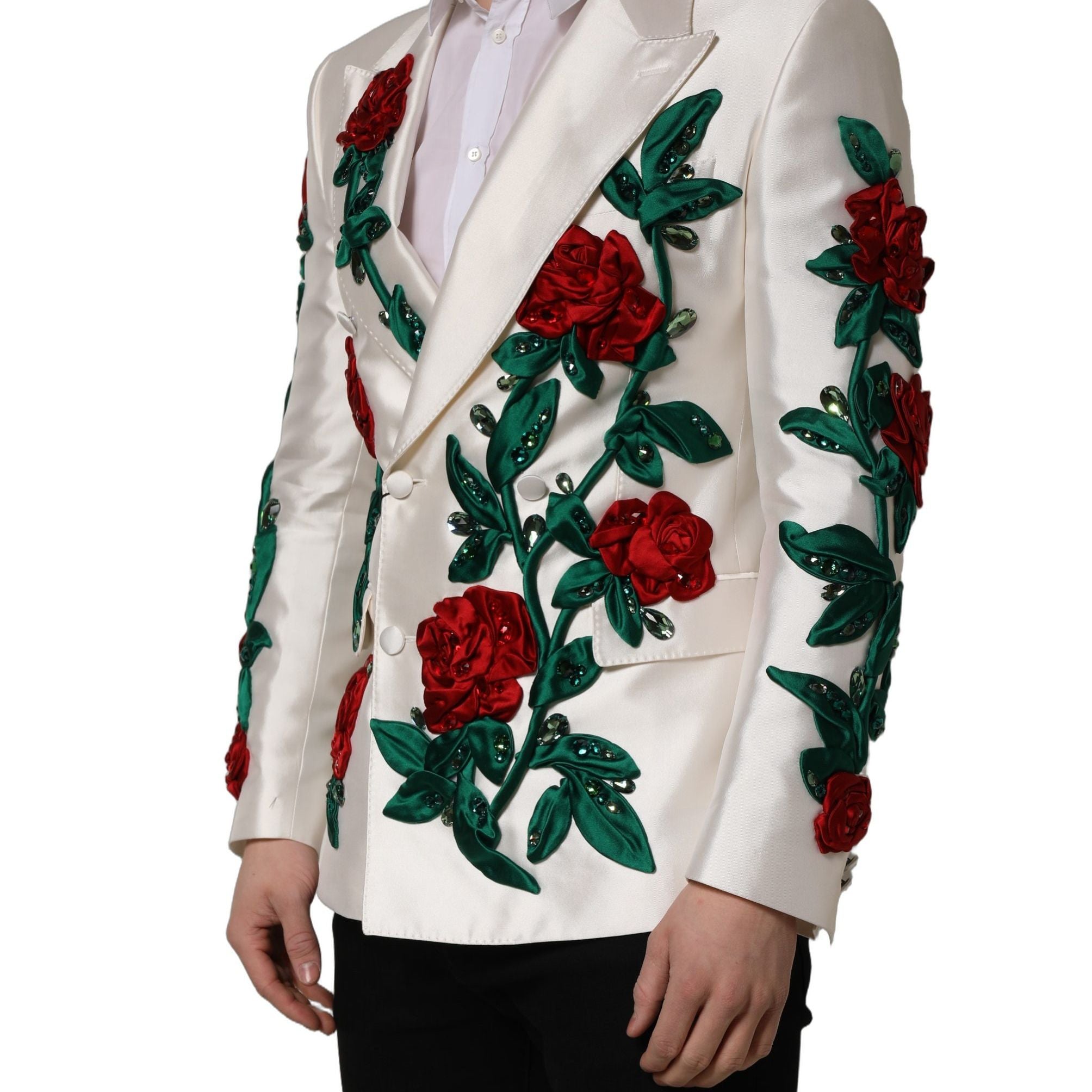 Dolce & Gabbana White Floral SICILIA Double Breasted Jacket